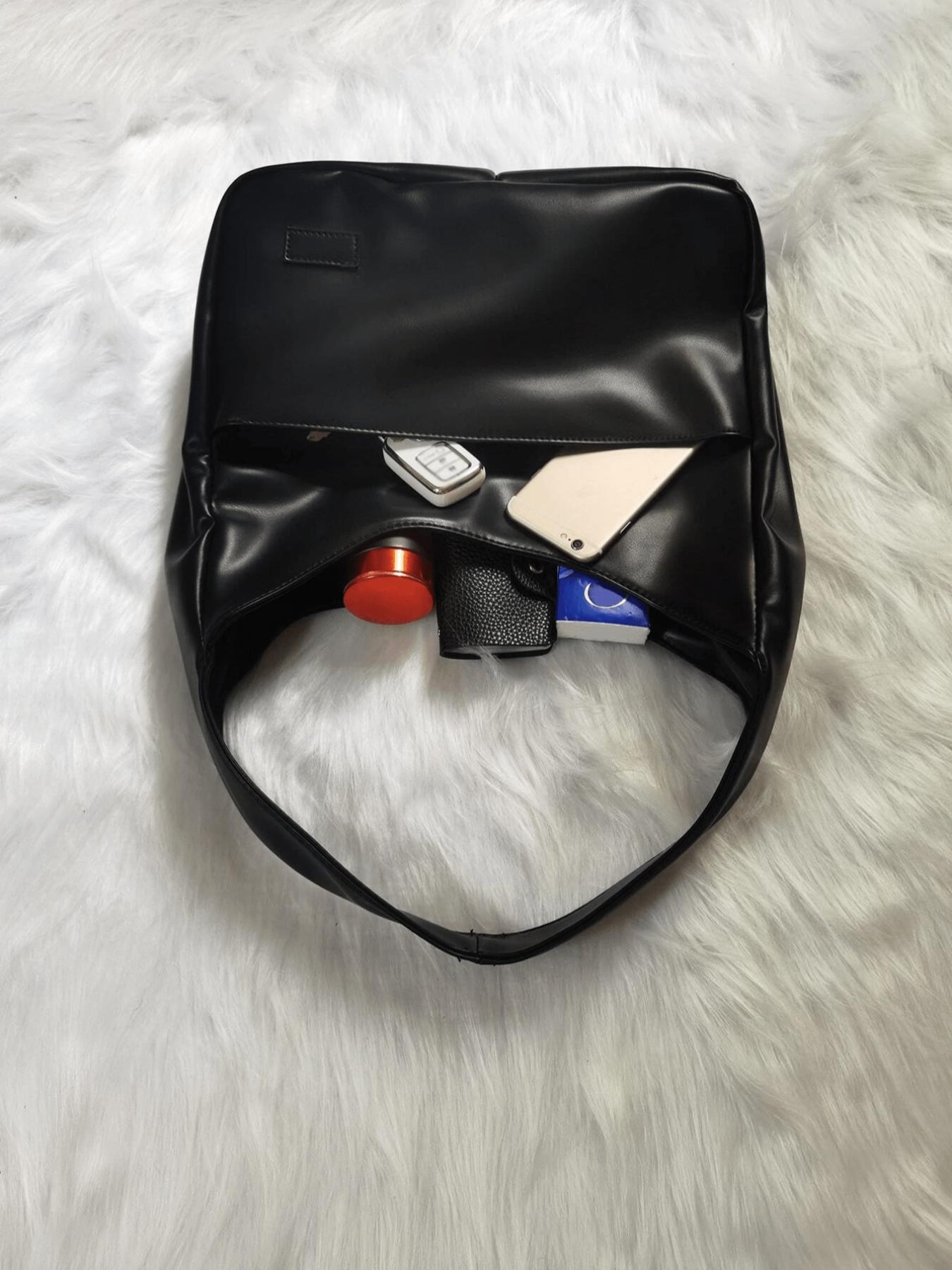 Women's Solid Color Shoulder Bag, Fashionable Large Capacity Tote Bag for Work & Daily Used, Casual Trendy Versatile High-quality Daily Commuting Bag, Everyday Shoulder Bag, Crossbody Tote Bag