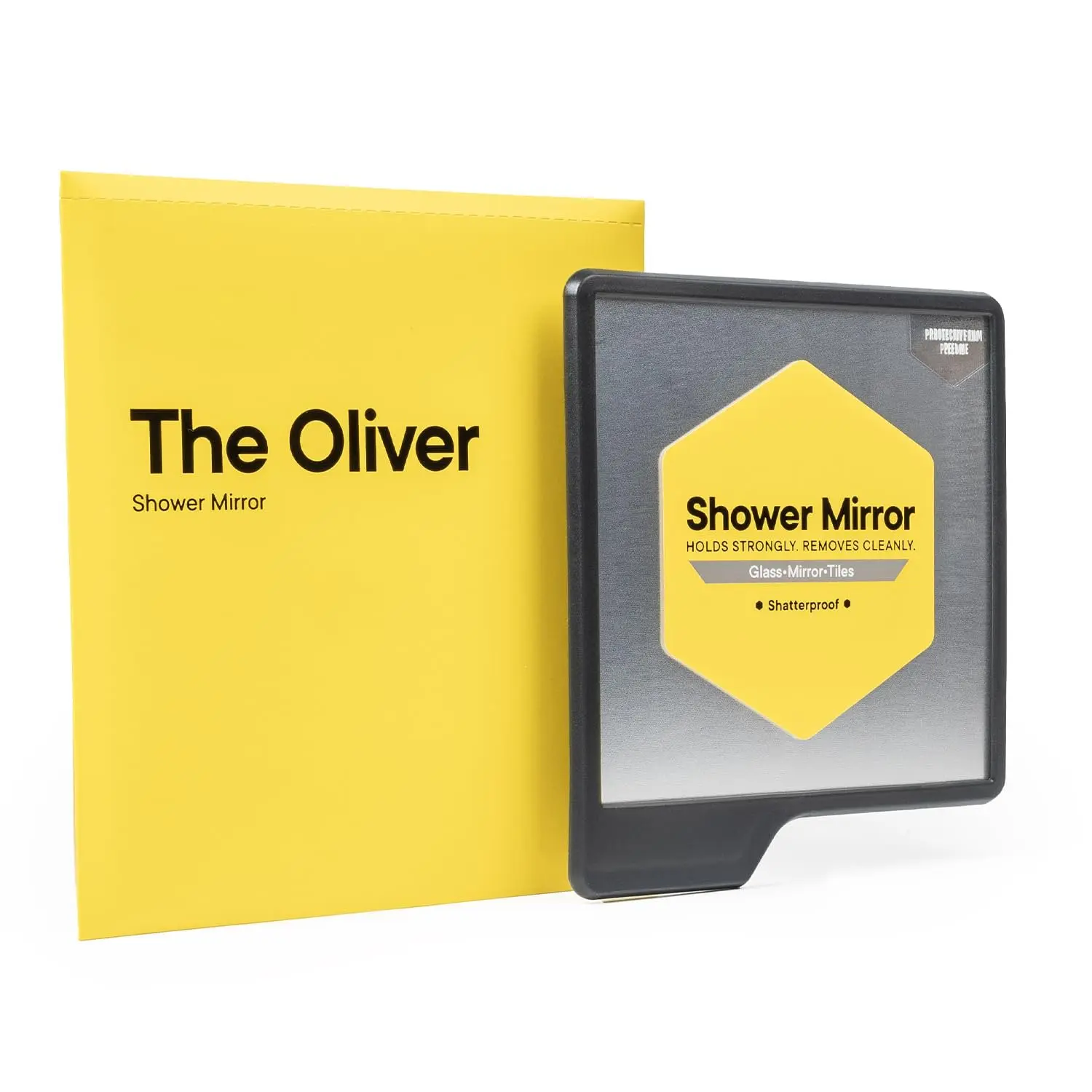 Oliver Modern Shower Mirror for Shaving - Charcoal, Fog-Resistant Bathroom Mirror with Wall Grip for Secure, Suction-Free Installation