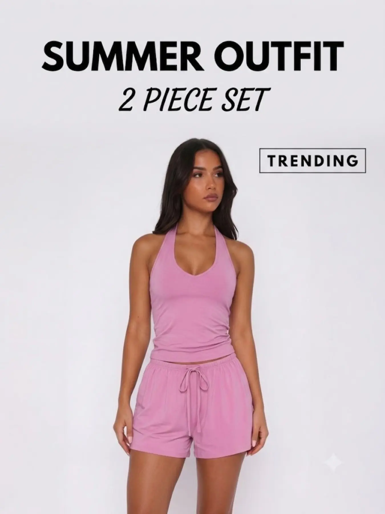 Women's Athleisure Outfits Set - Matching Gym Set Polyester-Silk Fitted Summervibe Sweatsuit, Adjustable V-Neck Strappy Top & Wide Leg Pants, Cooling Quick-Drying Breathable Figure-Flattering Women's Clothes, Workout Sets for Gym & Travel,Summerwins