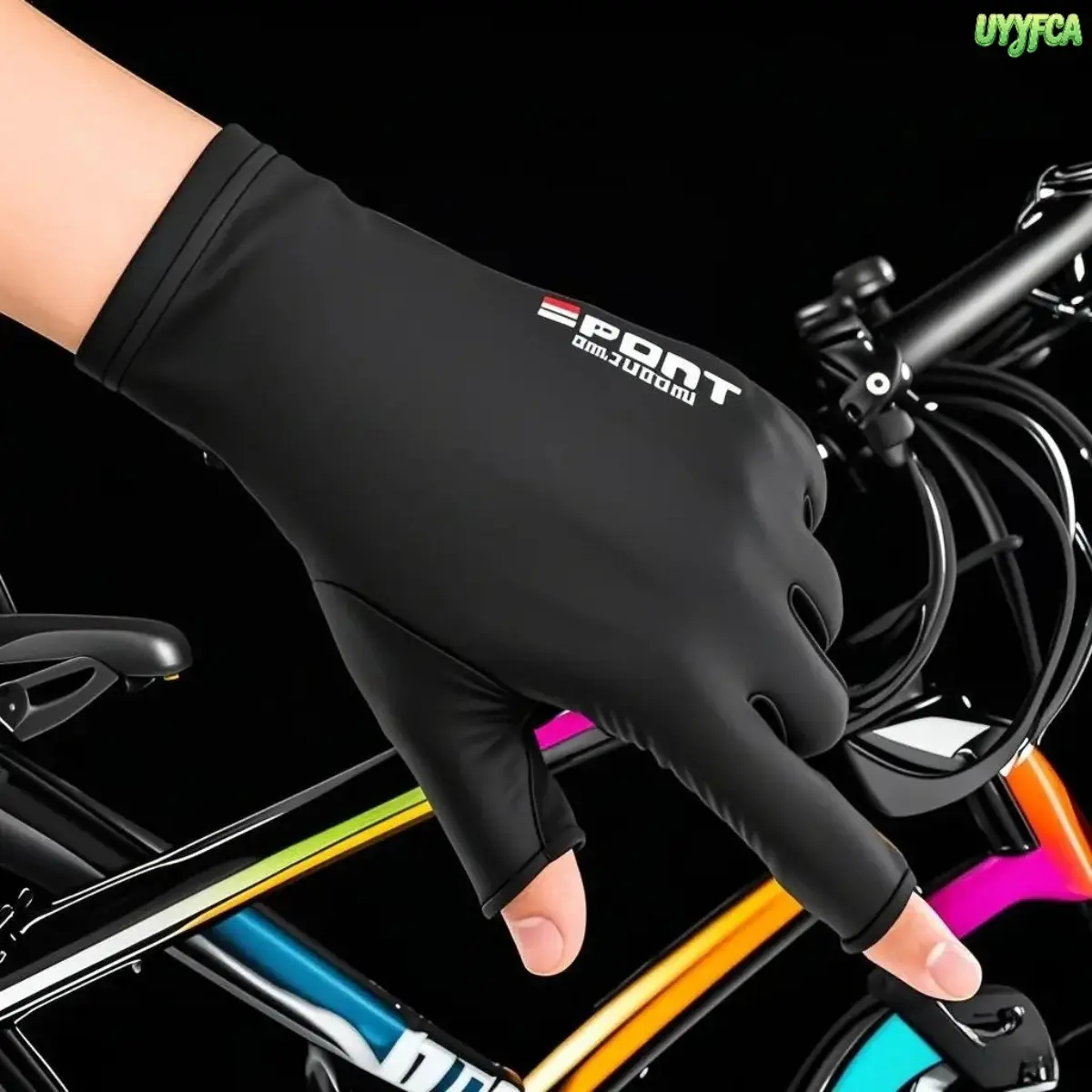 Unisex Ice Silk Sun Protection Gloves, Two‑Finger Cutout Non‑Slip Touch Screen Sports Gloves, Breathable Lightweight Outdoor Gloves For Cycling, Fishing, Driving And Delivery Work