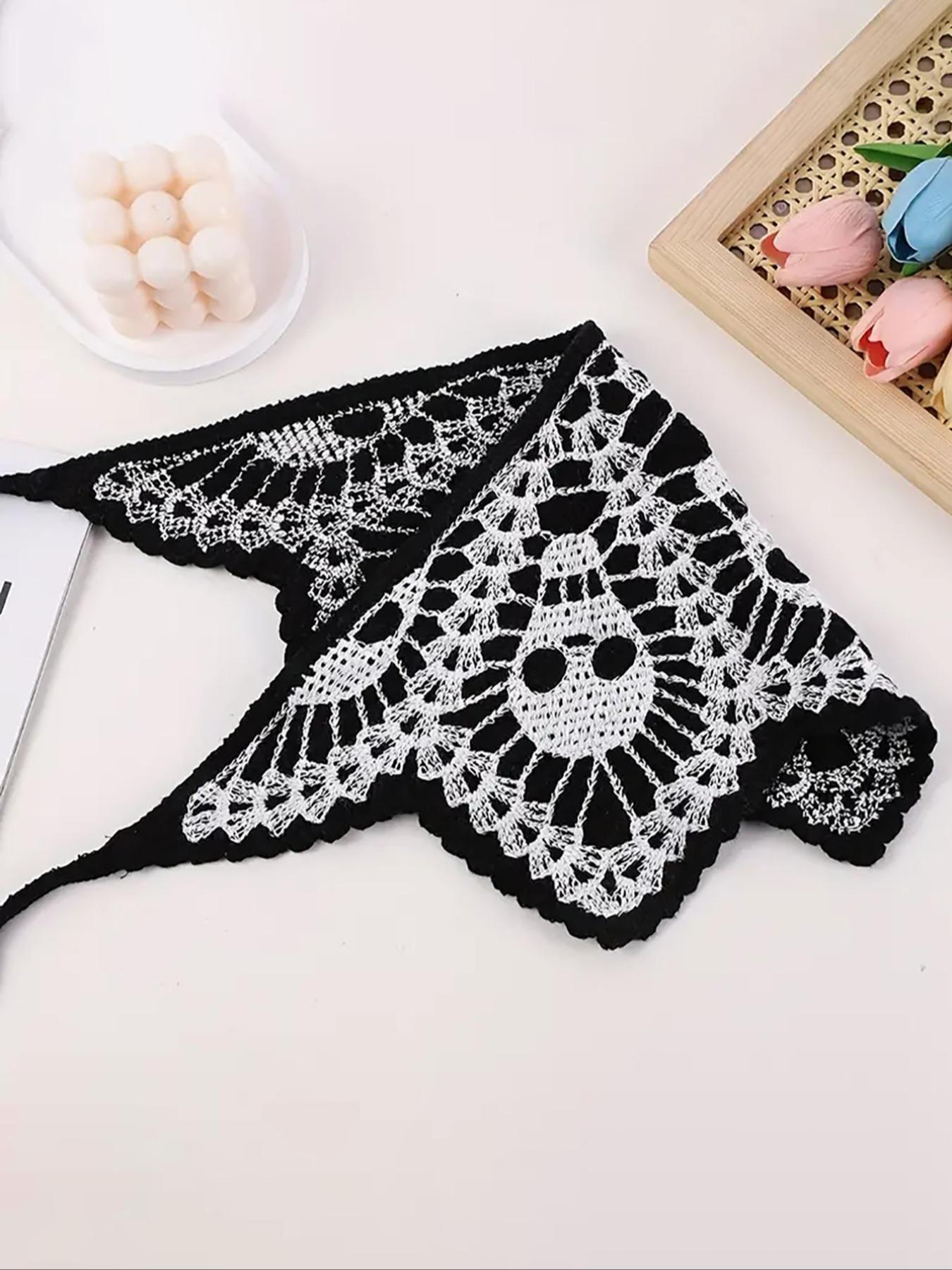 Halloween Themed Skull Embroidery Crochet Hair Band, Cute Scary Hair Band for Women & Girls, Fashion Hair Accessories for Party, Daily Clothing Decor, Holiday, Boho