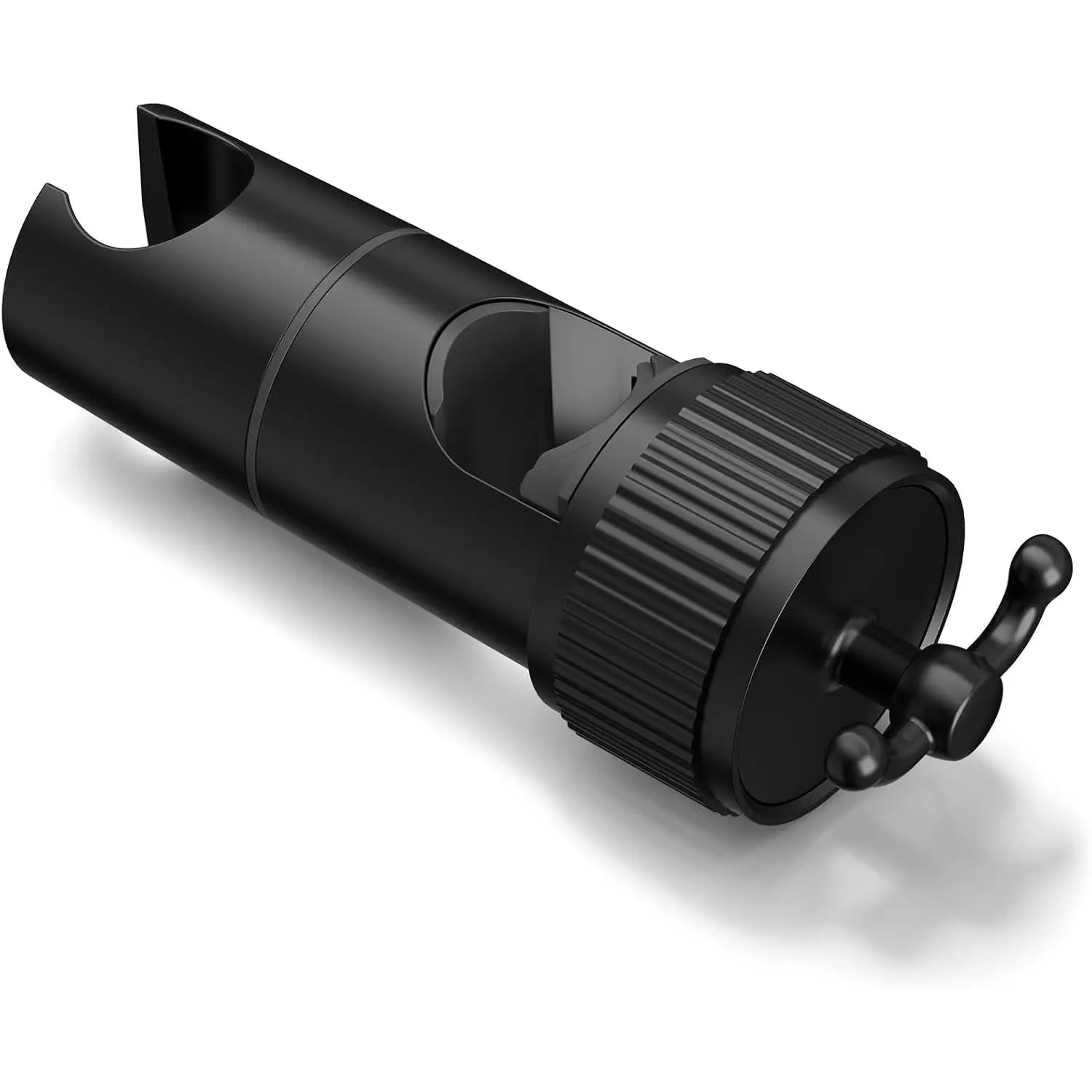 Shower  Holder, Adjustable Handheld Shower  Holder with 2 Hooks for 0.75-0.87 in Shower Hose, 360  Rotation Shower Handle Holder for 0.63-1.1 in O.D. Shower Slide Bar, Matte Black