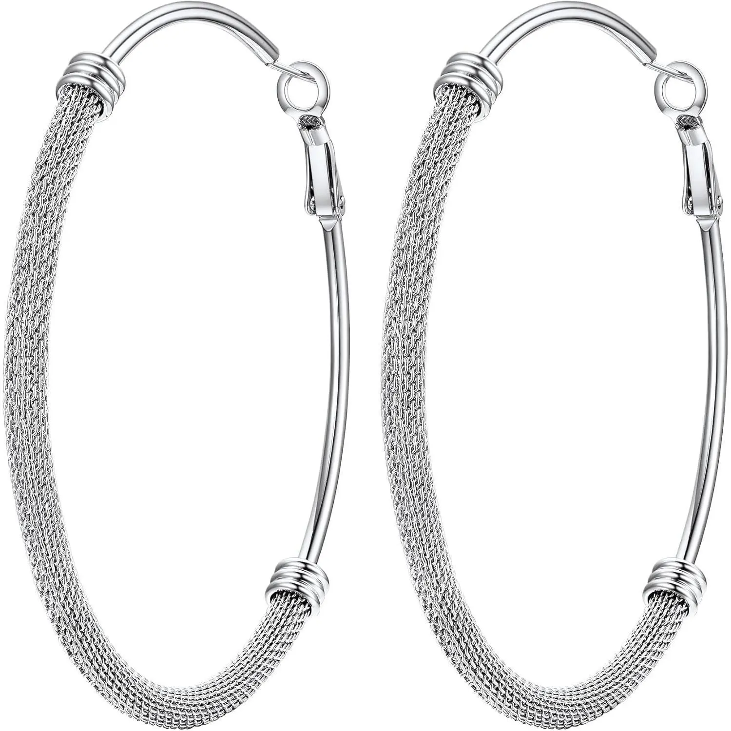 30/40/60/80/100mm Chunky Hoop Earrings For Women Gold Plated/Black Stainless Steel Hoops Earrings Statement Jewelry