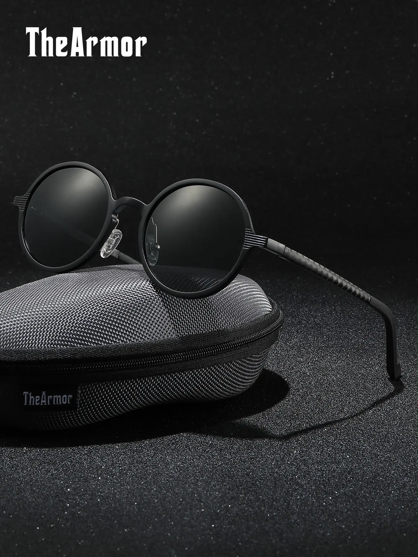 The Armor Polarized Vintage Round Sunglasses Unisex Gunmetal Frame UV400 Driving Shades Beach Travel Outdoor Street