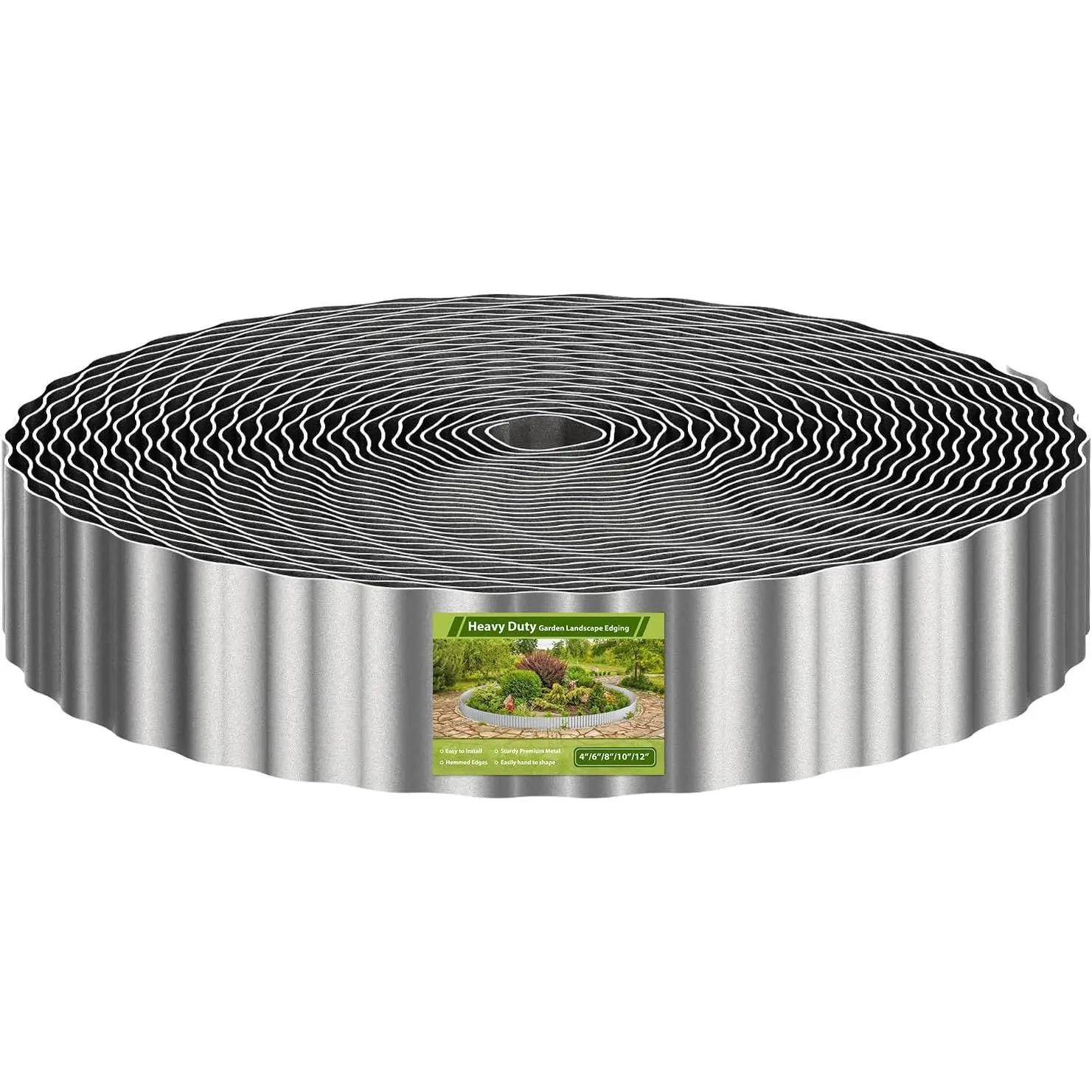 100ft Landscape Edging, 3in Tall Corrugated Metal Garden Border, Flexible Fence Fencing for Flower Bed, Landscaping, Lawn, Yard, Paver