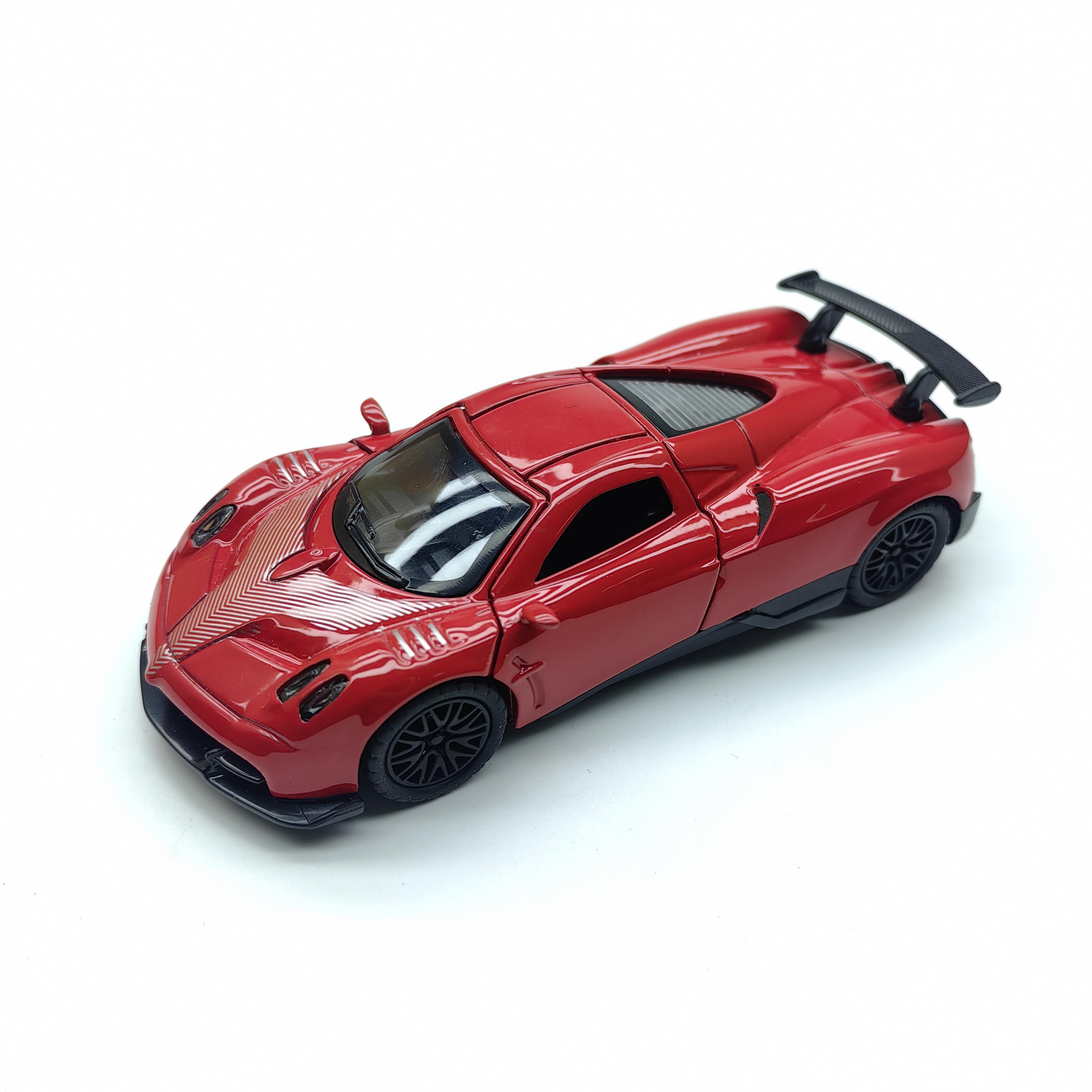 Realistic alloy sports car model, a children's toy car with pull-back function and openable doors, suitable for boys