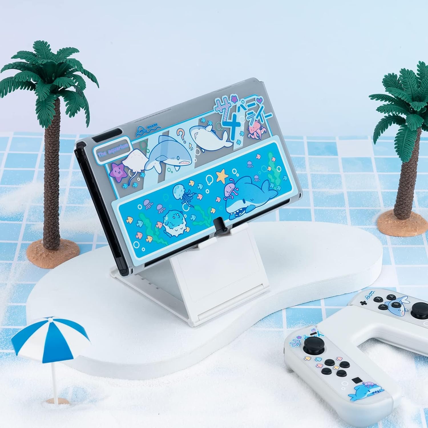 Z-PCS15 Protective Case Slim Cover Case Compatible with Standard Switch Only - Shock-Absorption and Anti-Scratch Cover Skin for Switch - Shark Party