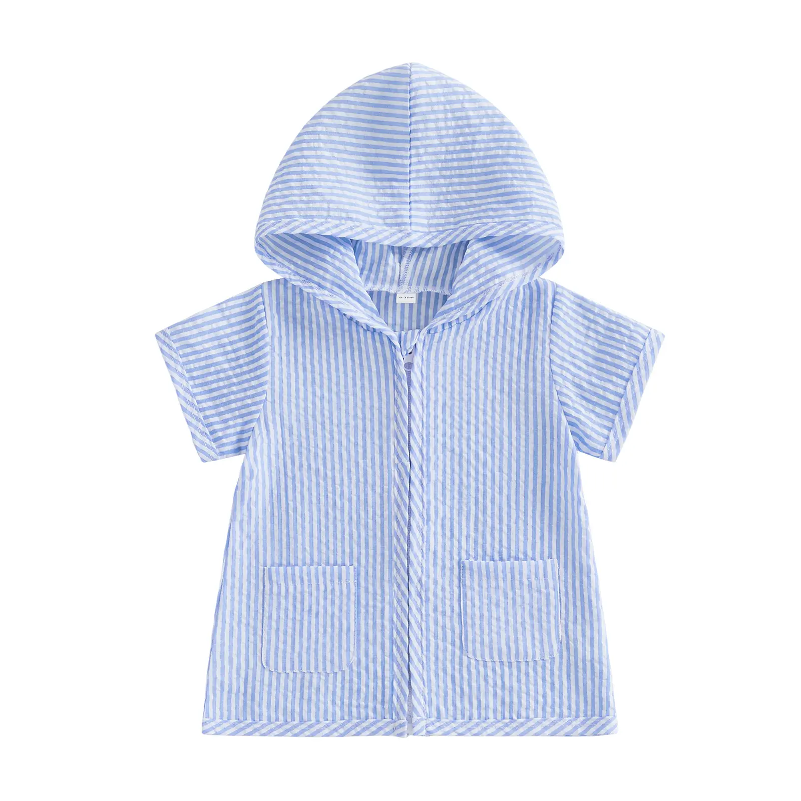 Canrulo Toddler Girls Boys Swim Cover Up Striped Zip Up Hooded Bathing Suit Cover Ups Kids Beach Robe Cover-Up Kimono