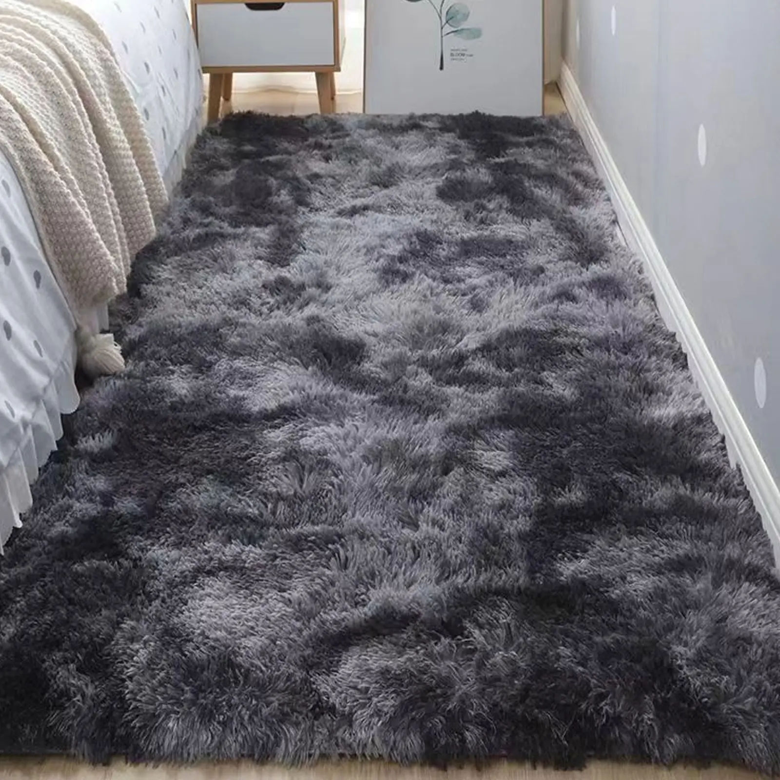 Fluffy Bedside Rug, Multi-size Modern Soft Plush Bedside Carpet, Non-slip Floor Mat for Home Living Room Bedroom Dormitory