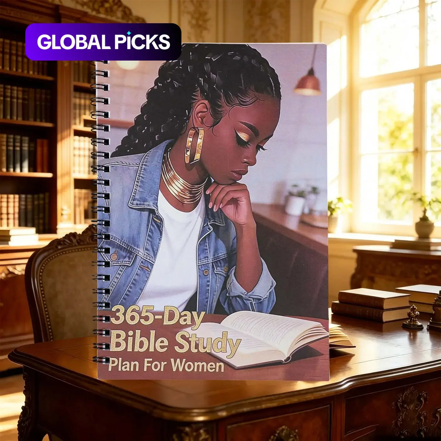 Women's Bible Reading Journal Notebook, Bible Study Supplies, Guided Journal, Daily Devotional, 52-Week Spiritual Plan, 365 Daily Scripture, Theme Study & Meditation Space, Christian Gift #GLOBAL PICKS