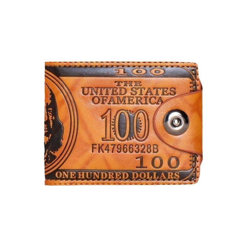 Retro Banknote Design Wallet, Unisex Slim Snap-Closure Coin Purse with Multiple Card Slots, Black & Brown Durable for Everyday Use