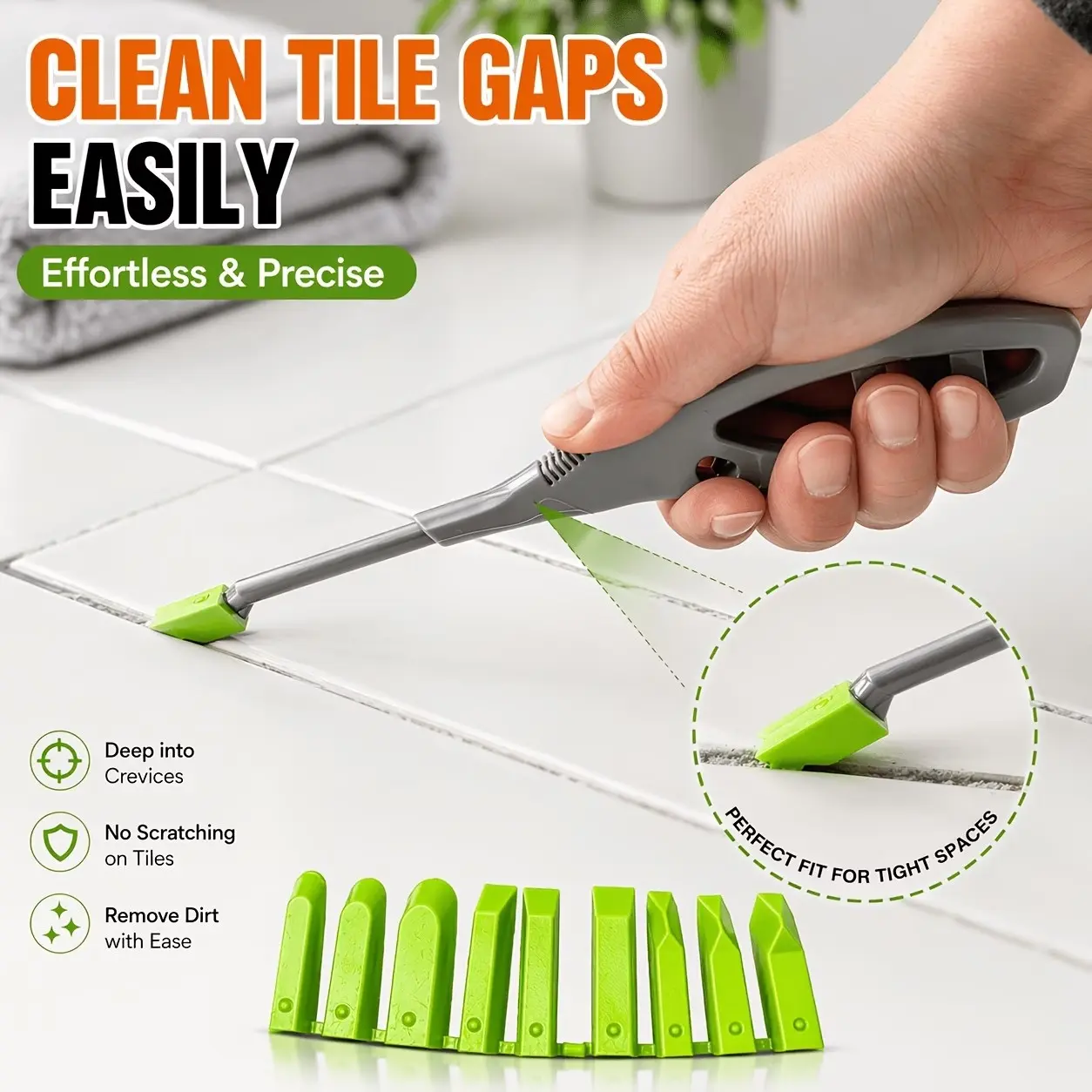 Multi-Angle Sealant Scraper, Tough Scraper, Plastic Grout Tool, Tile Gap Dirt Remover, Bathroom Kitchen Floor Tile Filler Kit, Industrial Grout Gun Accessory, Non-Electric