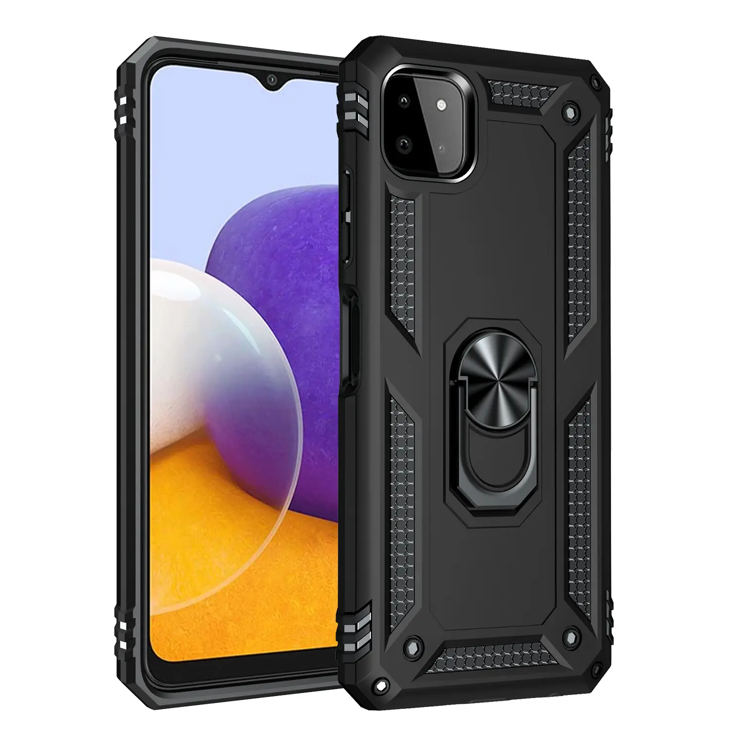 Case for Samsung Galaxy A22 5G/Boost Mobile Celero 5G Magnetic Stand, Durable Shockproof Dual-Layer Phone Protector, Rotatable Metal Ring Holder for Samsung Galaxy A22 5G/Boost Mobile Celero 5G Case