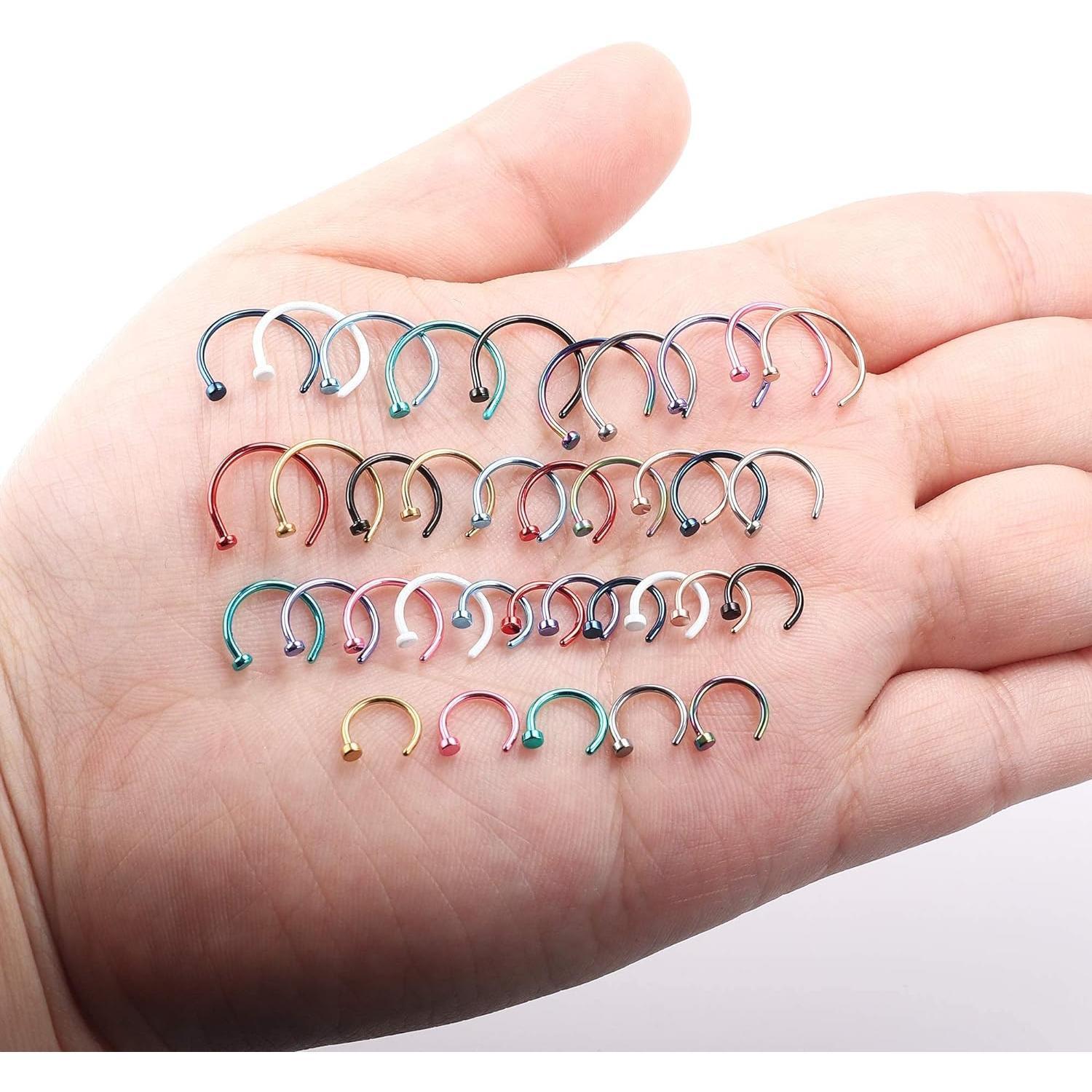FINREZIO 20G 36PCS 316L Stainless Steel Nose Ring Hoop Nose Piercing Jewelry for Women and Men Colored Hoop Nose Ring 6mm 8mm 10mm 12mm Daily FINREZIO 20G 36PCS 316L Stainless Steel Nose Ring Hoop Nose Piercing Jewelry for Women and Men Colored Hoop Nose Ring 6mm 8mm 10mm 12mm Daily