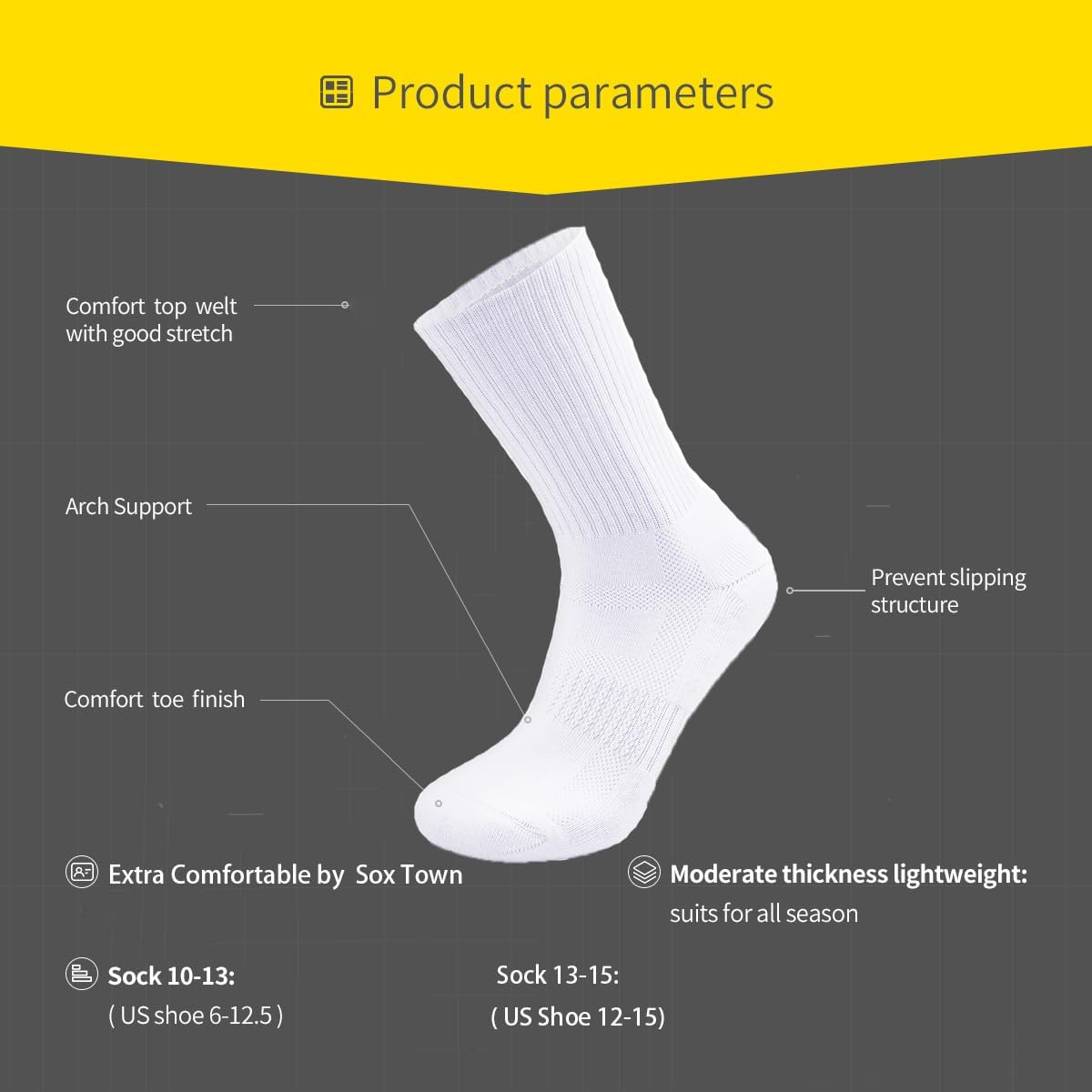 Unisex Cushioned Crew Training Athletic Socks Men & Women with Combed Cotton Moisture Wicking Breathable Performance