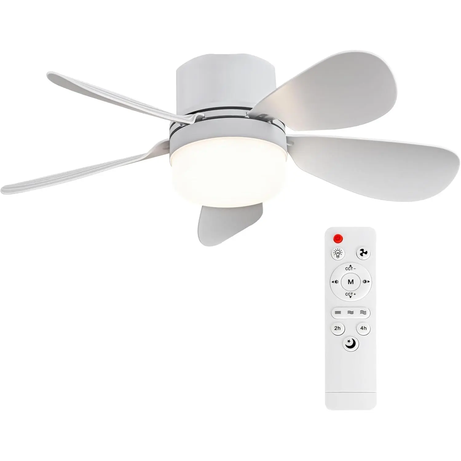 Socket Fan Light with Remote Control, Portable Small Ceiling Fan with Lights for Bedroom, Kitchen, Living Room, with Dimming Function, 1000 Lumens, Screws into E26/E27, 16.54 Inches Diameter
