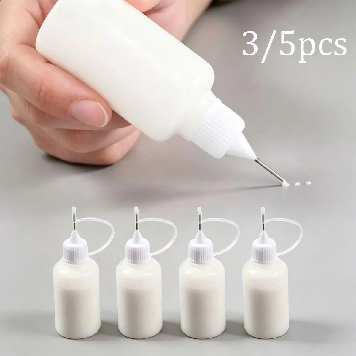 3/5 Pack 30ML Empty Glue Bottles, Precision Applicator with Needle, Reusable Liquid Dispenser, Easy Squeeze, Ideal for DIY Crafts School Projects, Small Bottle