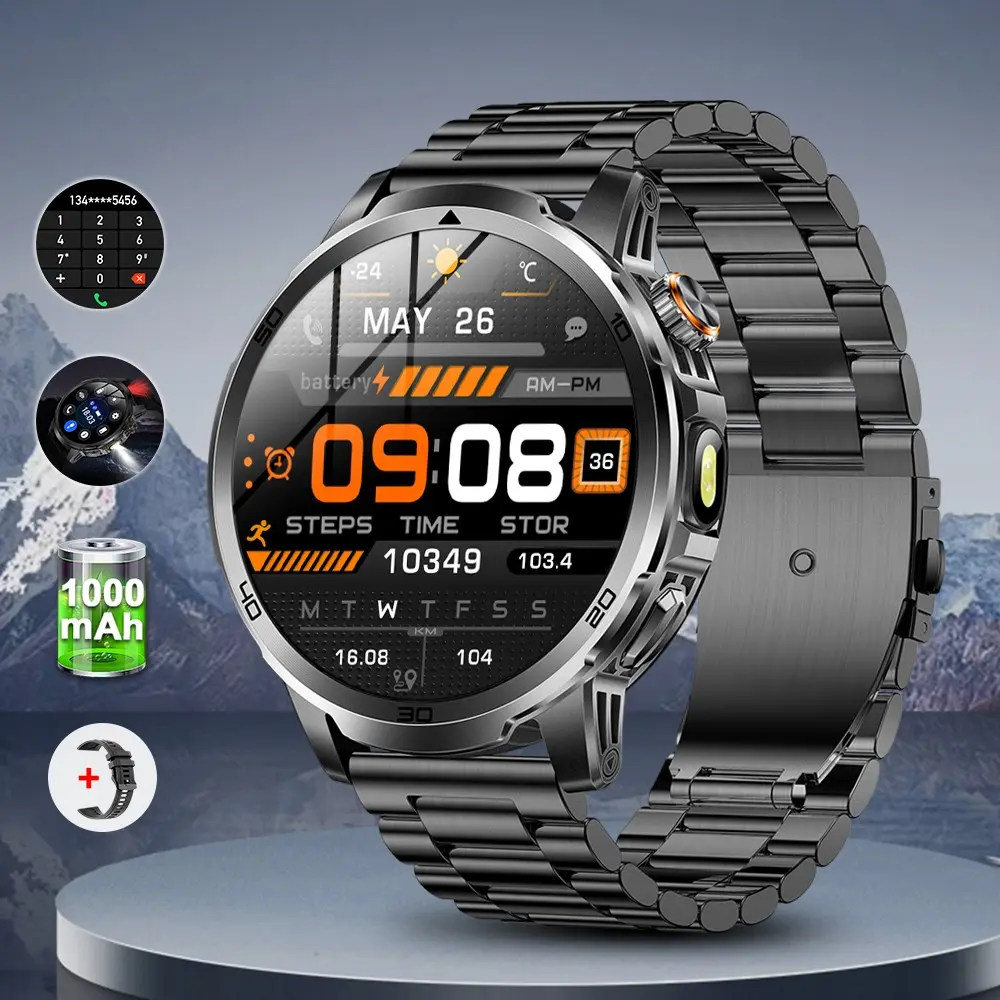 MEVADEN 1.85" HD Large Screen Smart watch,Answer/Make Calls, Bluetooth, Message Reminder,Steel Case Sturdy Durable,1000mAh Large Battery,Multiple Sports Fitness Tracker smartwatch for Men, Smartwatch With Calls, Smartwatch For Android