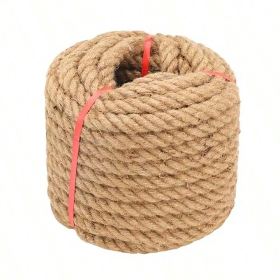 Jute Rope, 15mm Thick Twisted Manila Ropes, Tug Of War Rope, Natural Heavy Duty Hemp Rope For Swing Bed, Crafts, Railing, Tug Of War, Home Decorating 15mm, 50ft