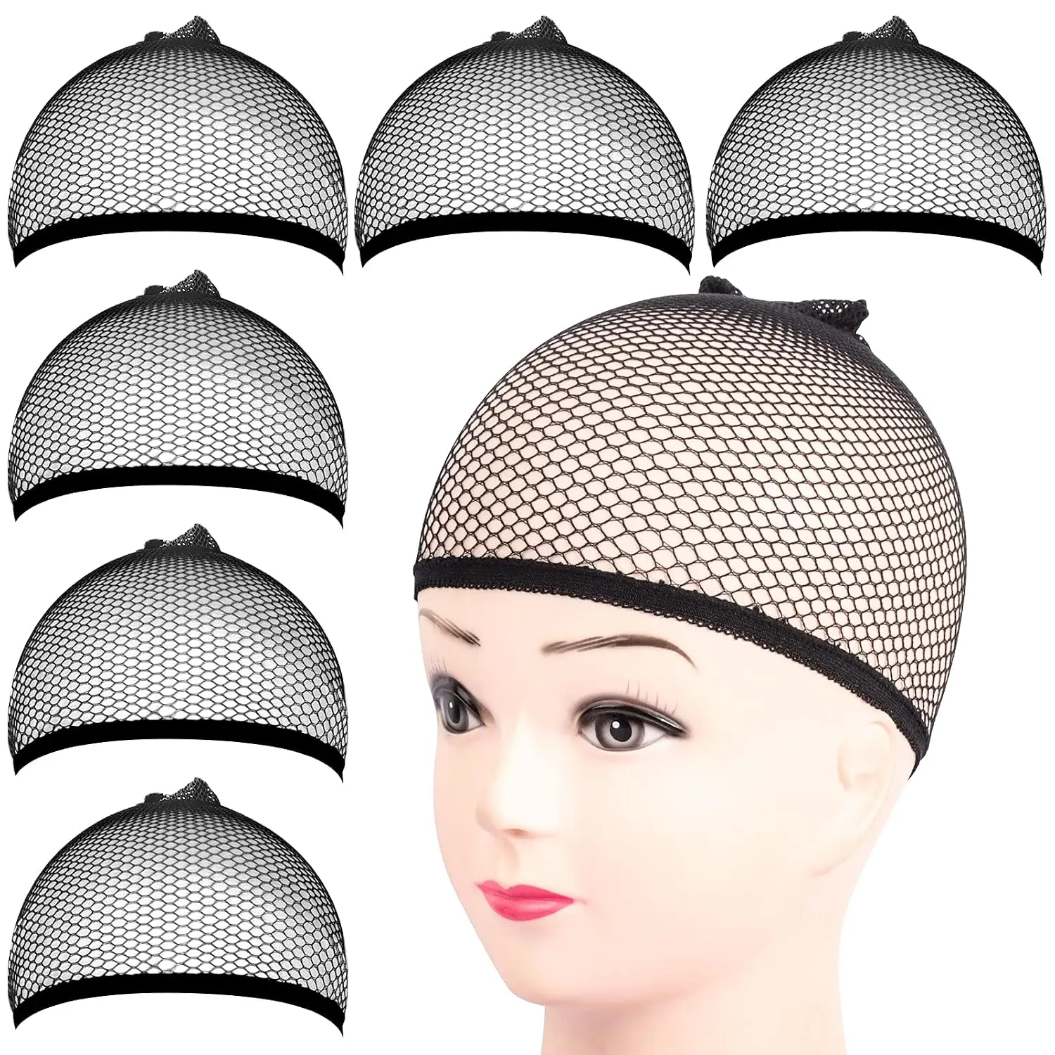 6 count Wig Cap, 6 count Black Mesh Wig Cap Net, Closed End Hair Mesh Net, Liner Weaving Caps for Women, Men, , Wig Caps for Halloween,