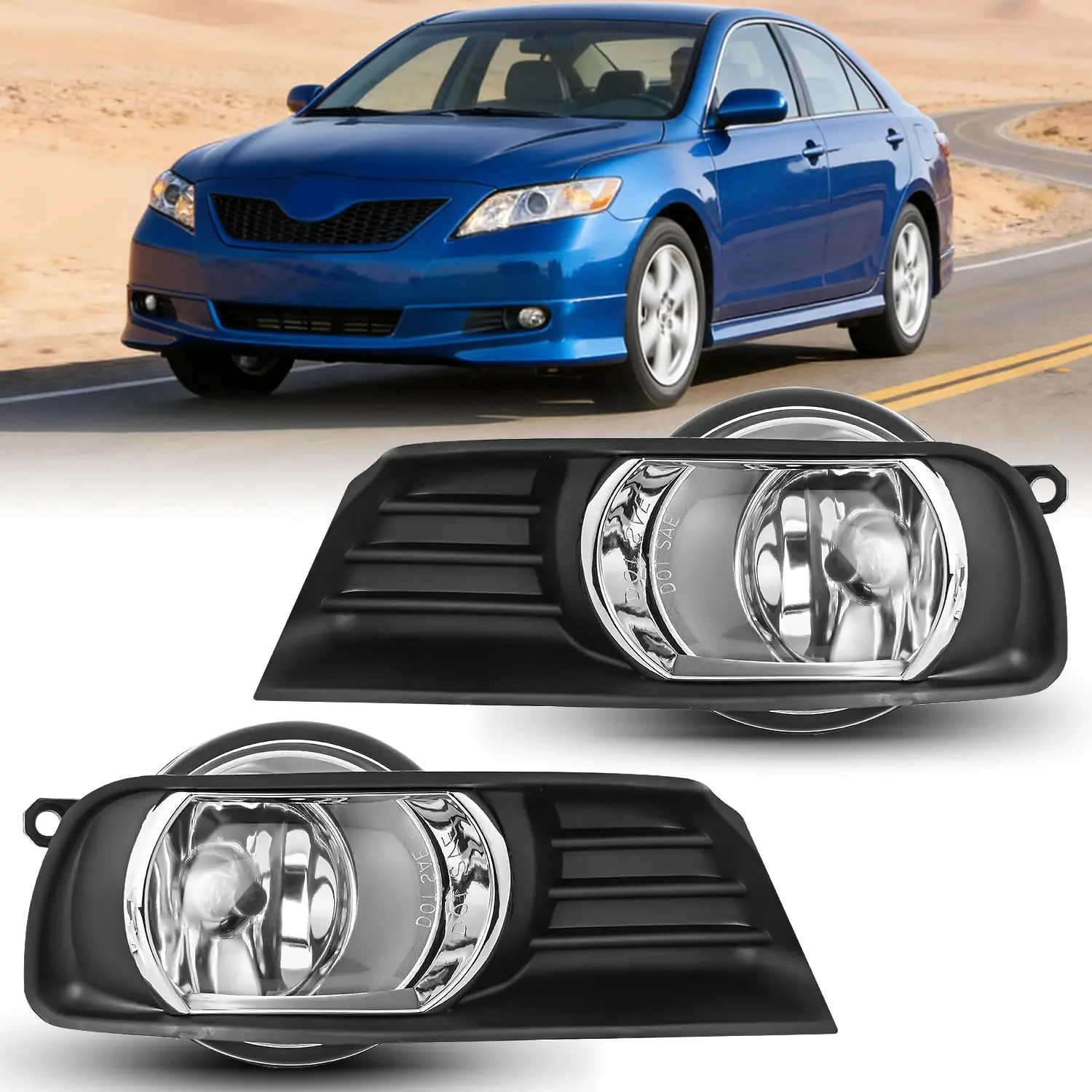 Nilight Fog Lights Assembly Compatible with 2007 2008 2009 Toyota Camry Clear Lens Driver and Passenger Side w/H11 12V 55W Bulbs, Automotive, Car Light