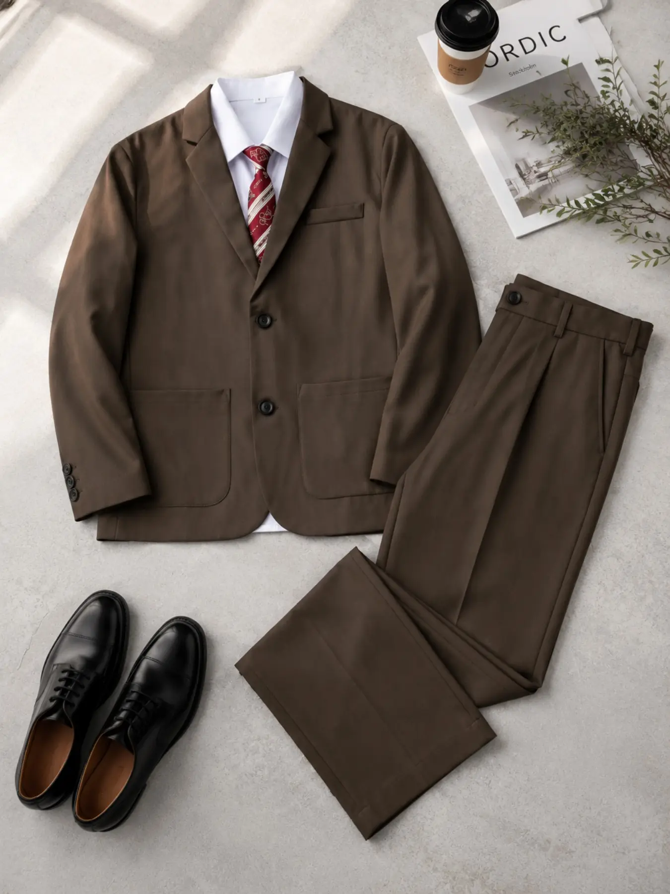 Men's Loose Fit Blazer Set, Wide Leg Pants, Casual Single Button Jacket, Two Piece Suit, All Seasons Wear