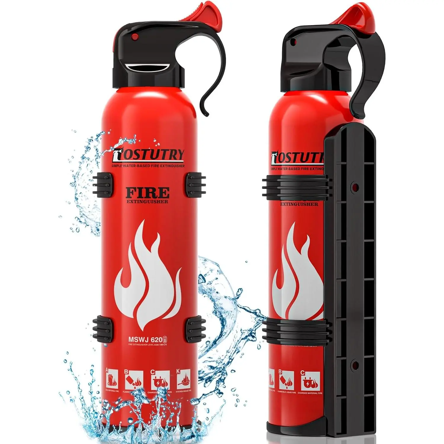 Upgraded 8-IN-1 Fire Extinguisher for Home Vehicle Car Kitchen Boat, Small Fire Extinguisher Spray with Mount for Class A B C K Fire, Portable Non-Toxic Prevent Re-Ignition Easy Clean (2 Pack)