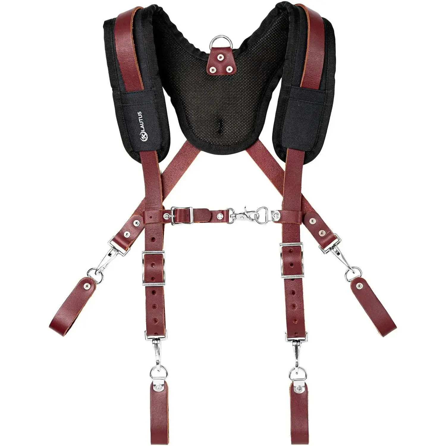 Leather Padded Tool Belt Suspenders w/Chest Strap |   Pencil Sleeve |   Comfortable & Heavy Duty |   Fully Adjustable |   Construction Grade |