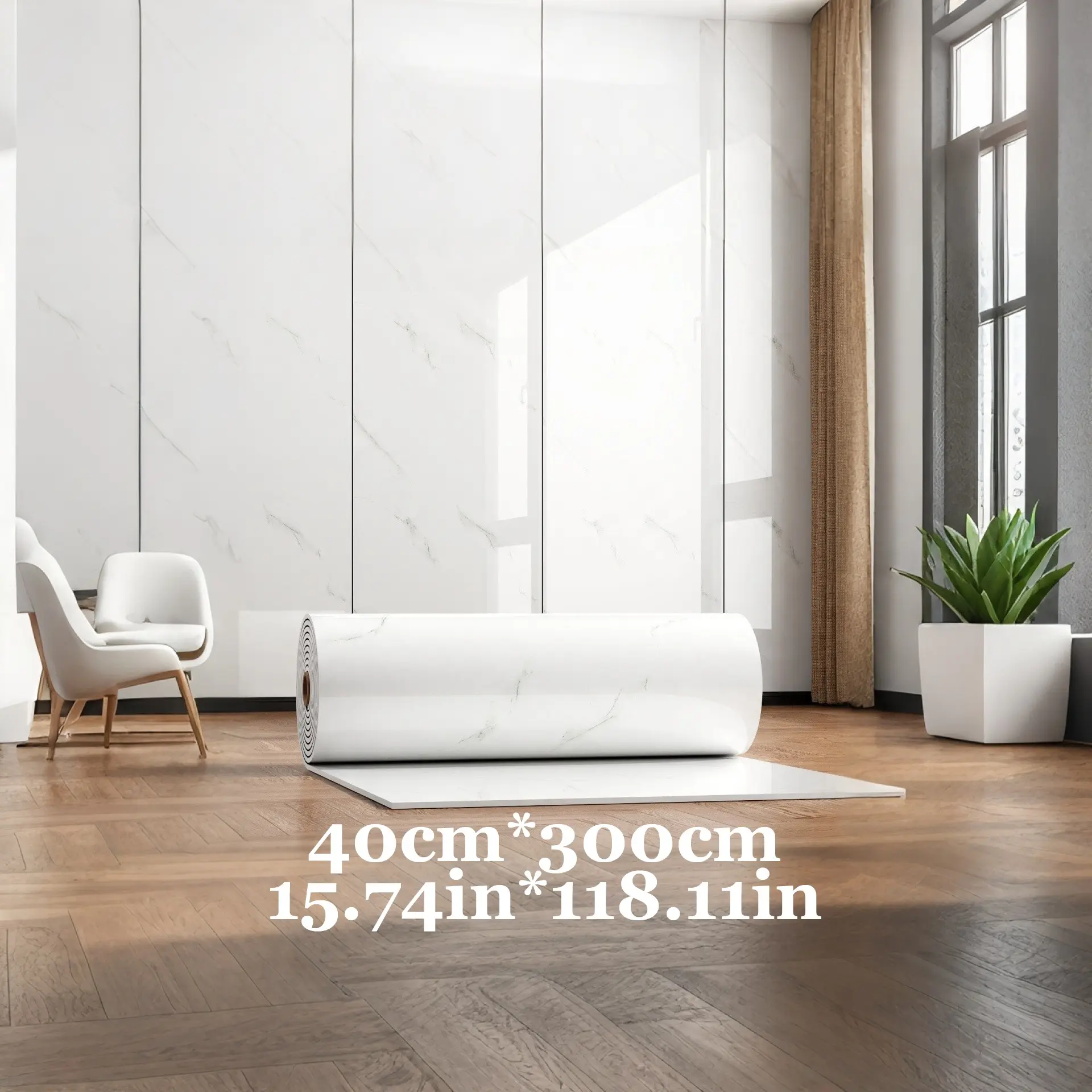 Self-Adhesive Marble Wallpaper, 15.74in X 118.11in, Enhance Kitchen Walls, Living Room Decor, Quick Setup, Modern Aesthetic