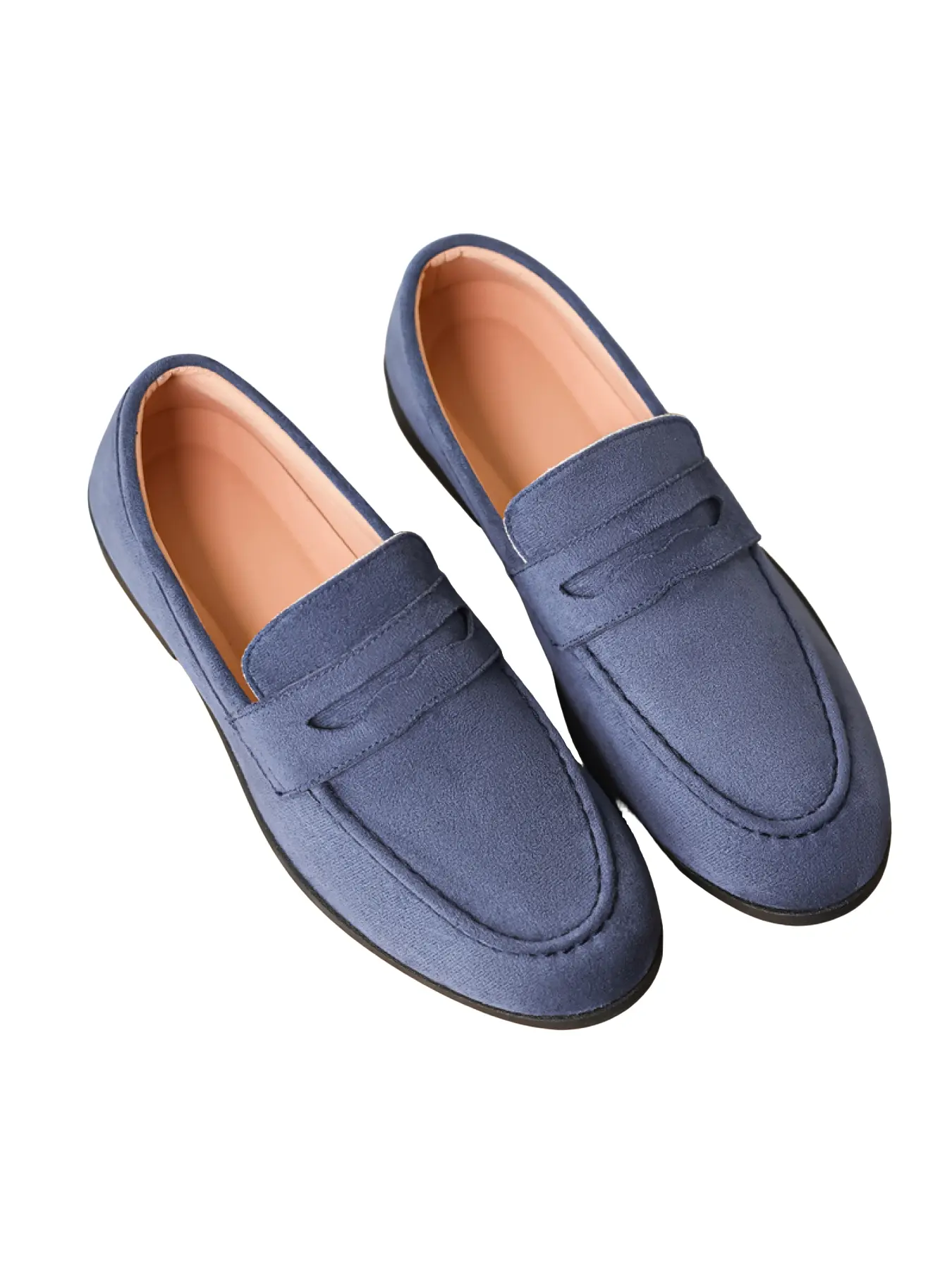 Men's Classic Penny Faux Suede Loafers, Slip On Flat Business Casual Dress Shoes PU Leather Footwear
