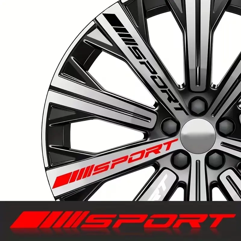 4pcs Racing Tire Rim Vinyl Stickers, Customizable Decorative Decals for Car Modification, Sporty Wheel HUB Stickers for Race Cars