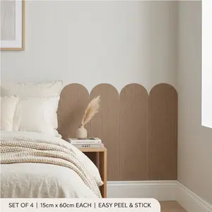 3D Fan-Shaped Wall Decor Panel, Hotel Style Space Beautification, Self-Adhesive No Tools Installation, Durable and Removable, 4 Pieces Set, Adhesive Wall Panels