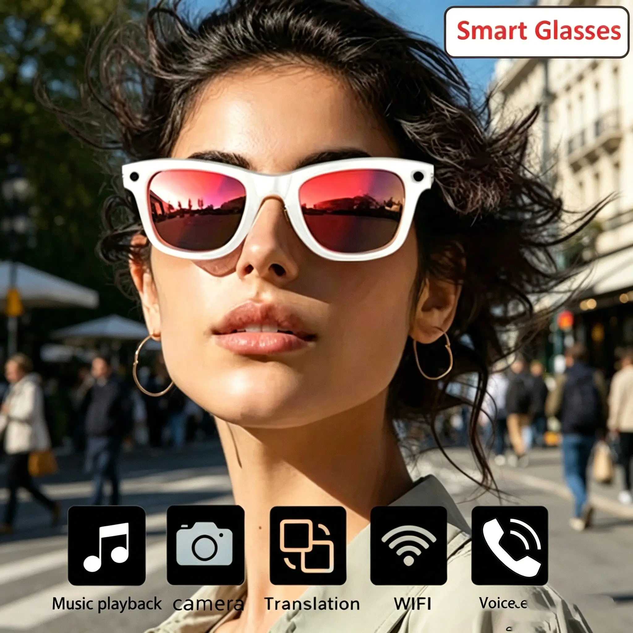 2026 Smart Camera Glasses, Bluetooth-compatible Call Music Player, HD Photo & Video Recorder, Color-Changing Sunglasses with Cameras for Outdoor Vlogging
