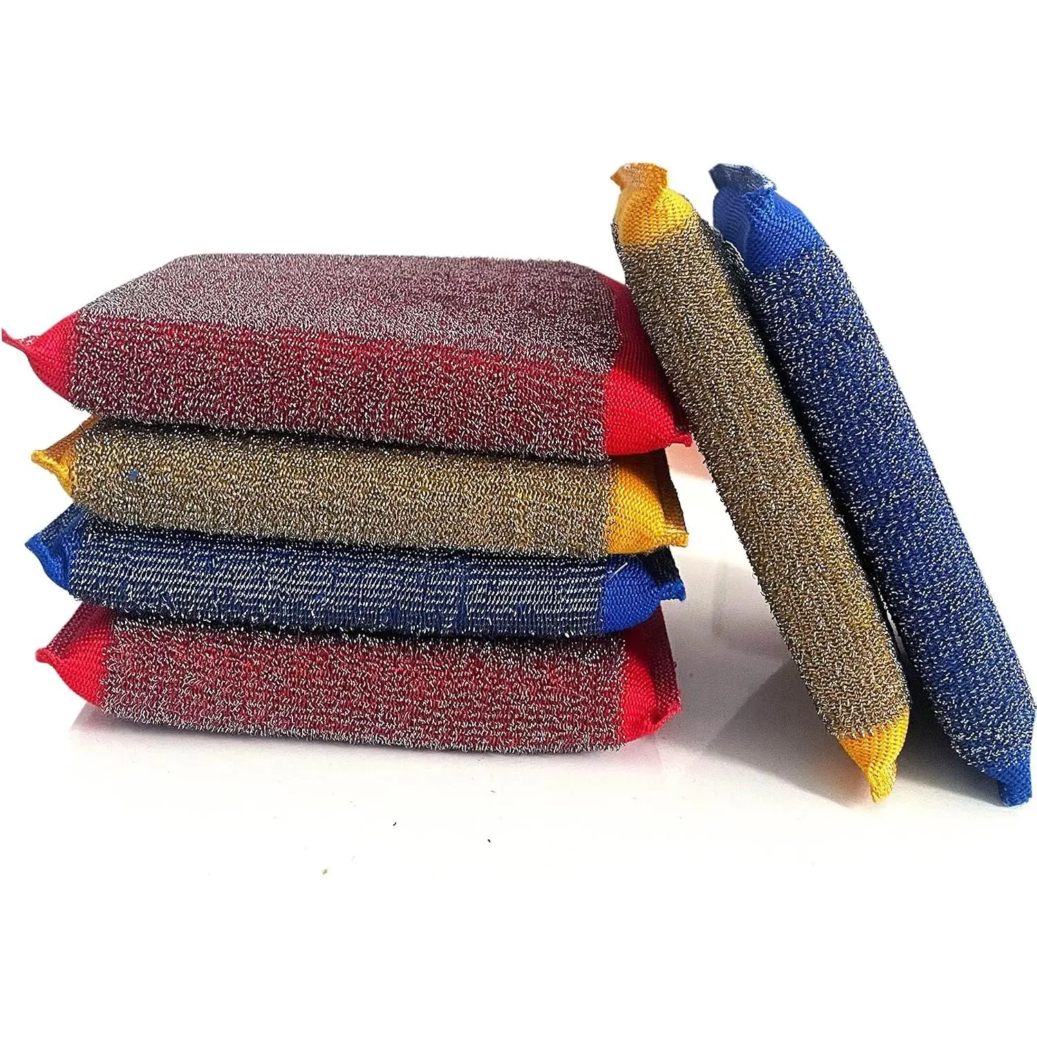 Steel   Kitchen Sponges - 6 Pack Kitchen Dish Sponges Scrubbers, Non-Scratch Microfiber sponges for Cleaning, Pots and Pans Scrub Sponge