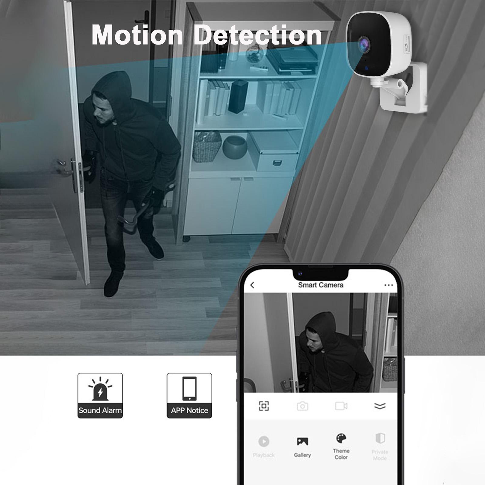 Wireless WiFi Camera, USB Wall Mount Security Monitor with Night Vision, Motion Tracking, 2-Way Talk, APP Live View, Security Camera for Indoor Use, Home Monitoring Camera