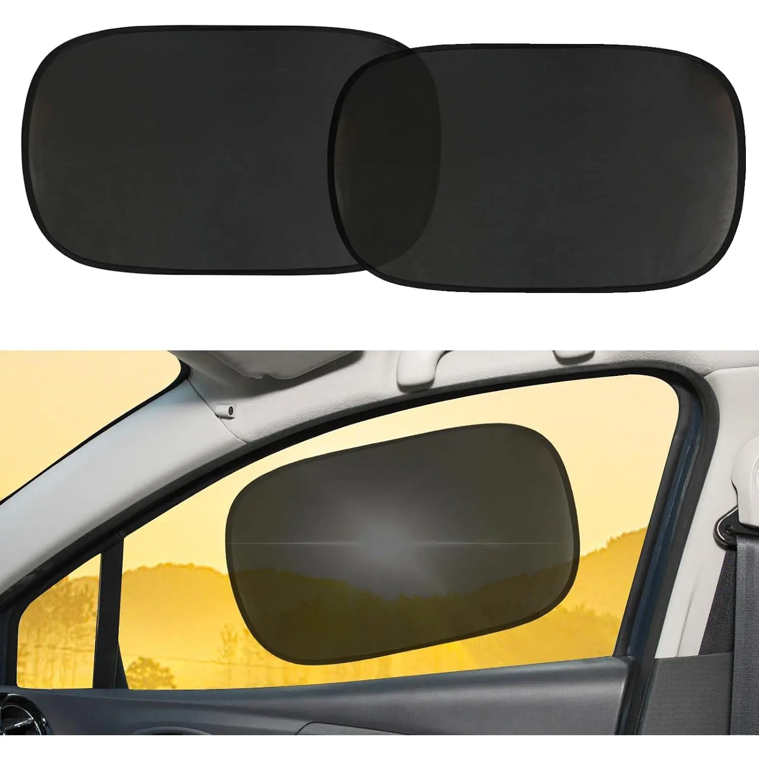 2 count  Window Shades, 19.69"×12.13" Static Cling Auto Side Window Sunshade, Sun Blocker for Glare, Heat & UV Protection, Auto Side Window Screens for ,   Accessories