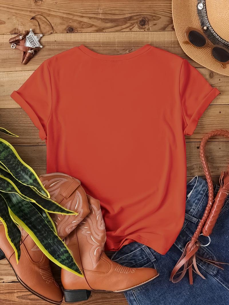 G7339 2026 New Arrival Oil Painting Floral Print T-Shirt for Women Casual Wear plus  size  top