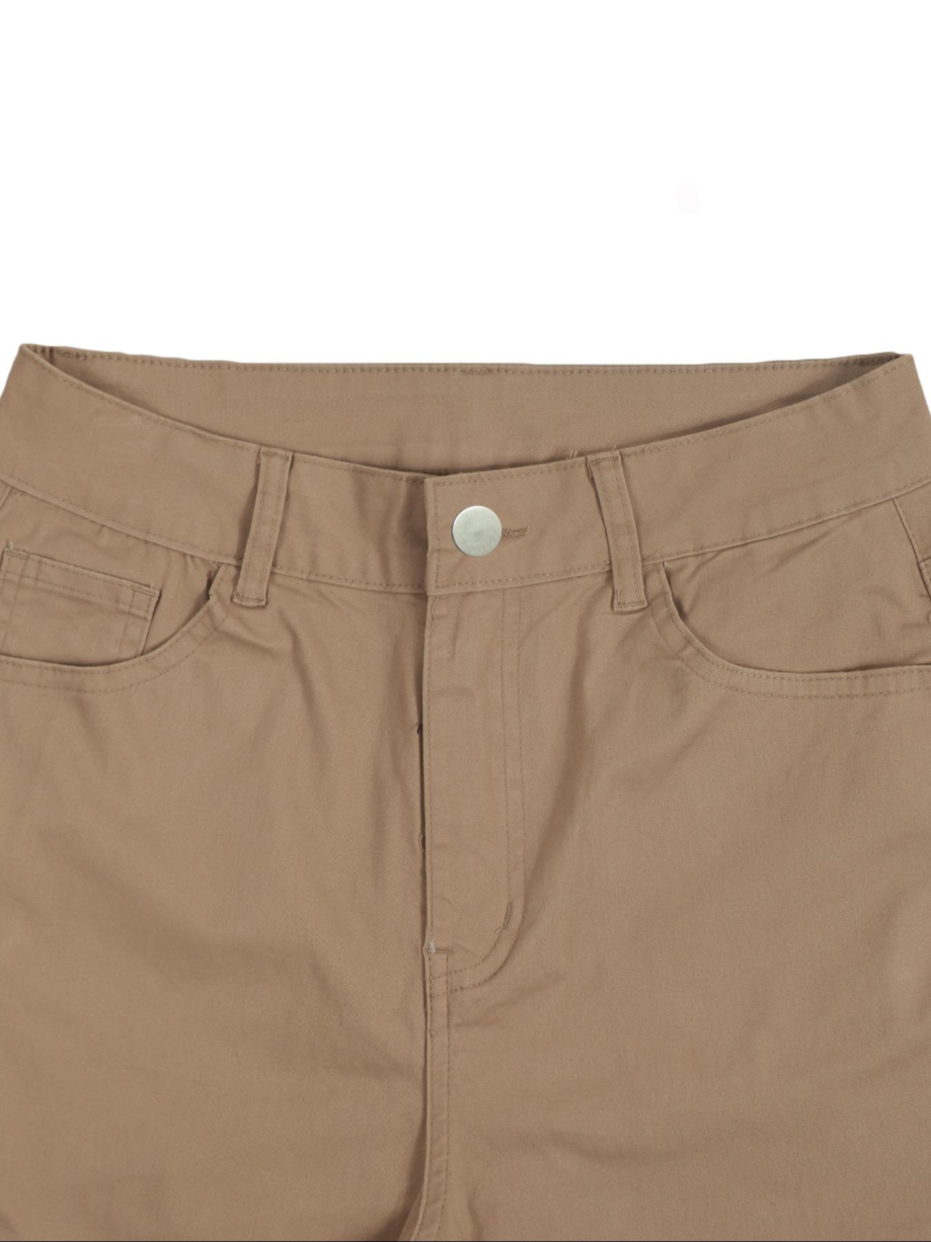 GILIPUR Y2K Khaki Textured Work Pants With Multiple Pockets, Slim-Fit, Basic, For Summer And Autumn, Casual, All Sizes, Ladies, Shop Now