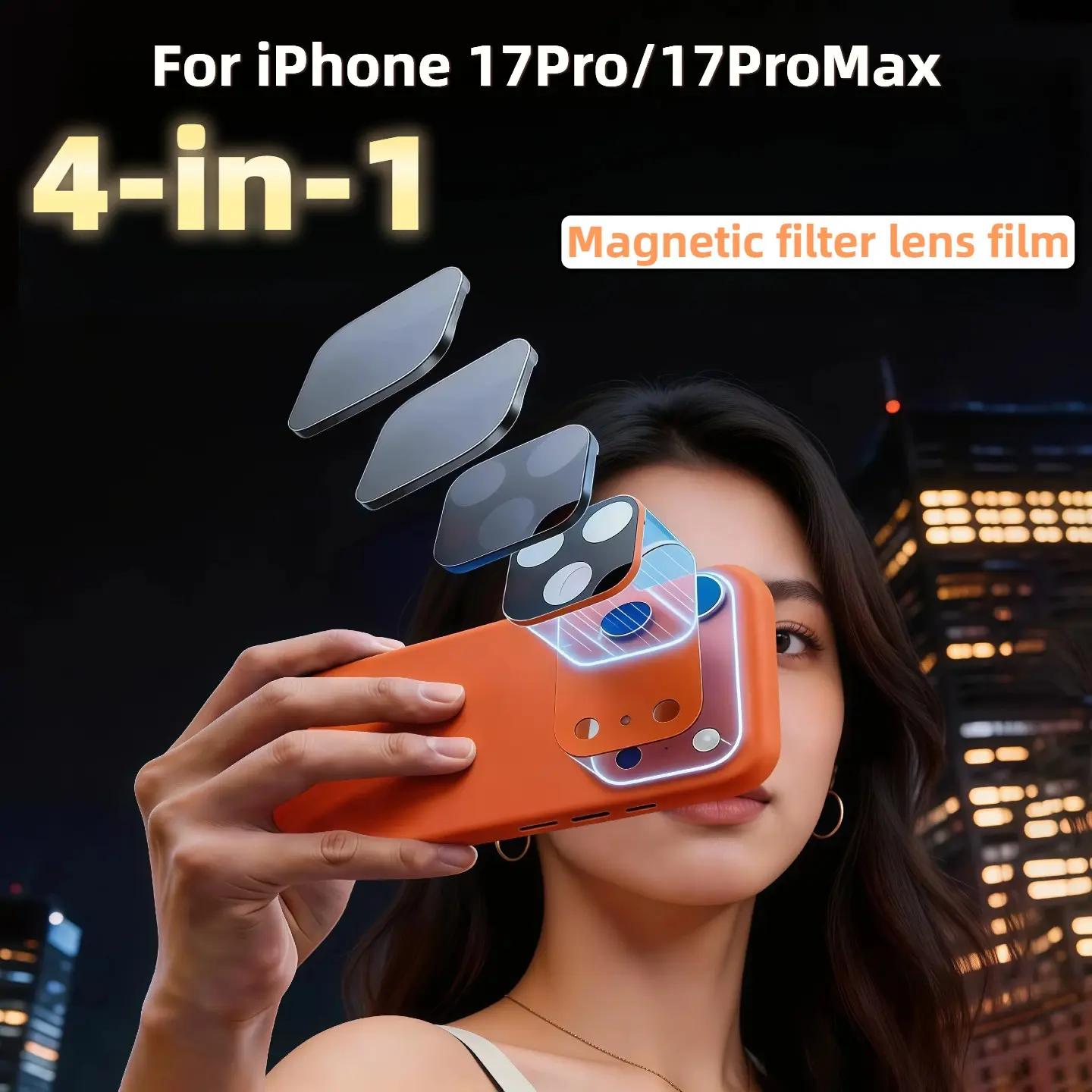 Magnetic Filter Lens Kit for iPhone 17 Pro/max, 4-In-1 Set with Ar Anti-Glare, Nd, Cpl, Soft, UV Filters, Enhances Color Saturation