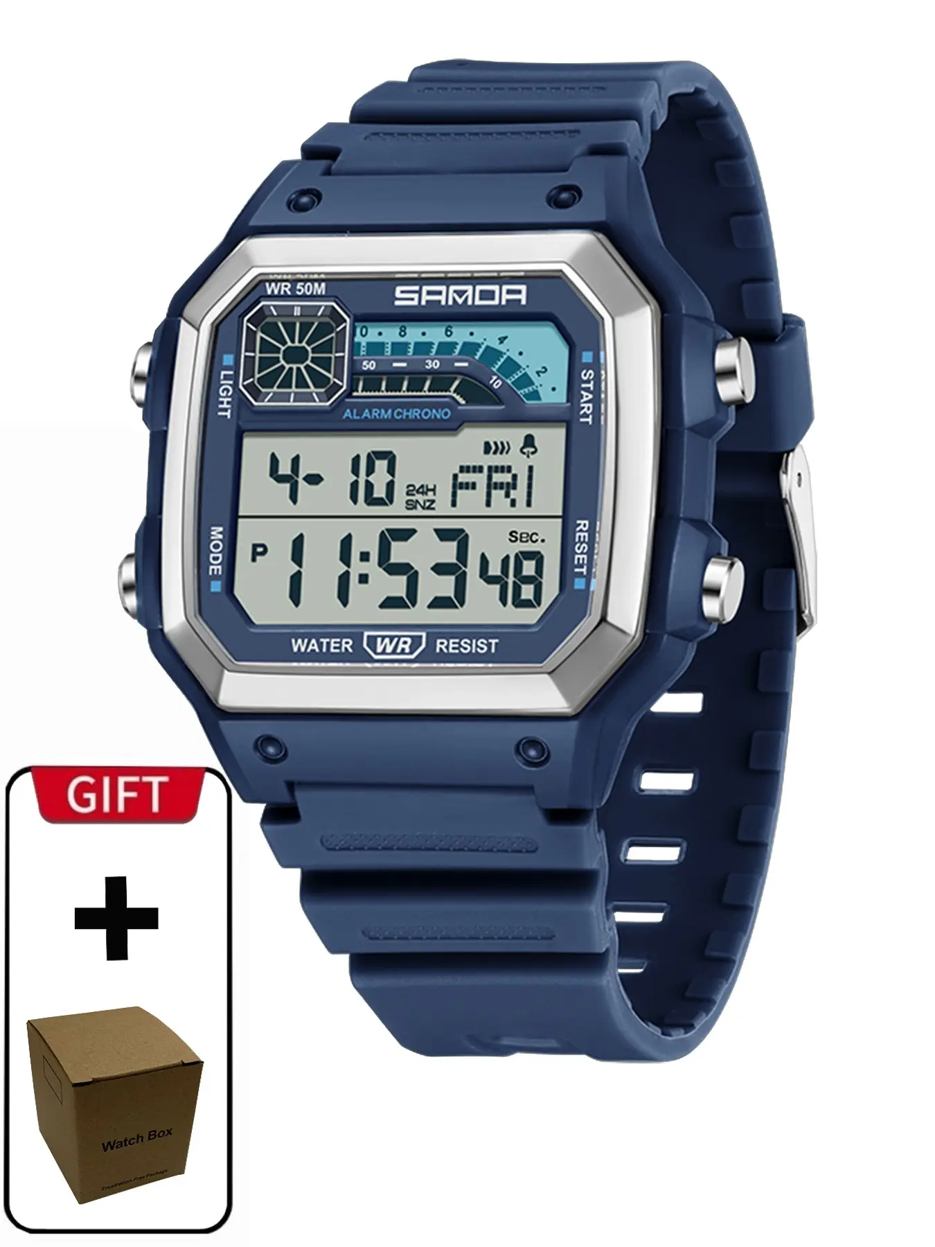 Men's Sporty Digital Watch, Fashion Digital Watch with Luminous Dial & Alarm Function, Waterproof Watch with Digital Display for Men, Fashionable Waterproof Watch, Trendy Multifunctional Watch, Waterproof Wrist Watch, Waterproof Wristwatch