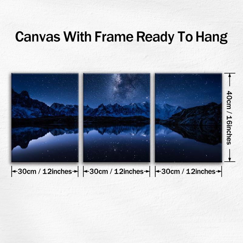 Starry Sky Pattern Wooden Framed Canvas Painting, 3 Counts Modern Art Wall Decor, Wall Art for Home Living Room Bedroom Office Starry Sky Pattern Wooden Framed Canvas Painting, 3 Counts Modern Art Wall Decor, Wall Art for Home Living Room Bedroom Office