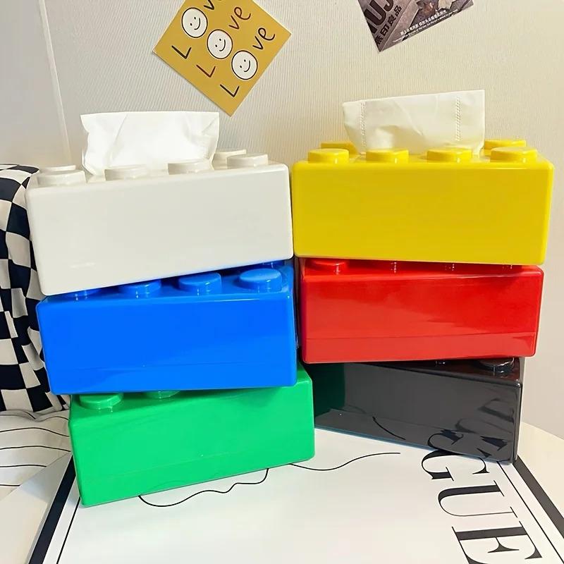 Building Block Shaped Tissue Box Multifunctional Plastic Storage Box Home Napkin Storage Box Coffee Table Color Decoration