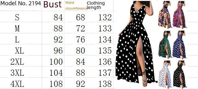 Summer Dress Printed Waist-Controlled Mid Waist Temperament Long Dress Sexy Slit Large Swing Dress with Belt Casual Fit Asymmetrical Womenswear Sleeveless Comfort Elegance Feminine Floral Twist Vneck Formal White