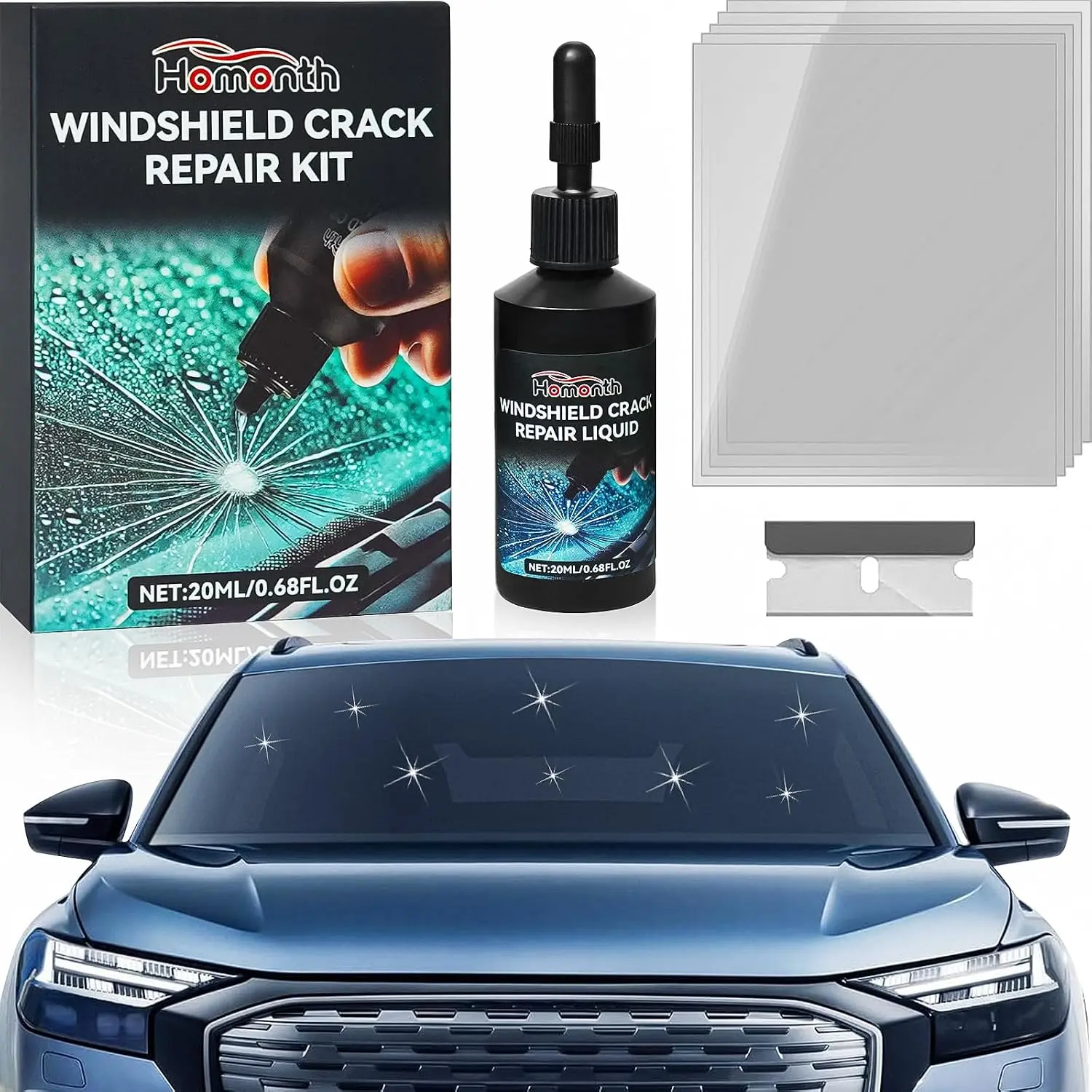 Windshield Chip Repair Kit - 2026 Upgrade Glass Repair Kit |  Windshield Crack Repair Kit for Fix Windows, Mirrors, Glasses,  Crack Types
