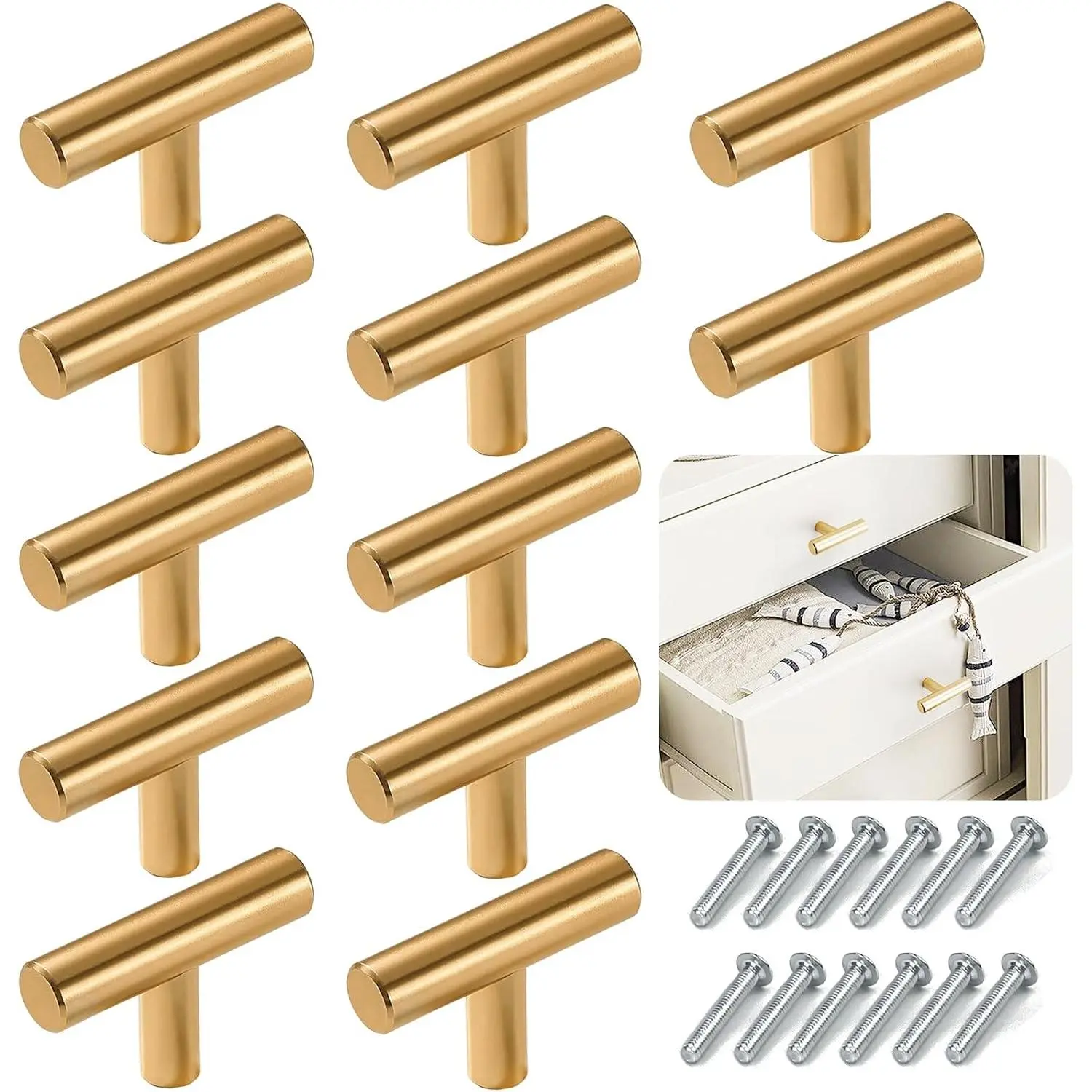 12 count Cabinet Knobs, Cabinet Pulls Drawer Knobs, Single Hole Cabinet Hardware with Screws, for Kitchen Bedroom Furniture,