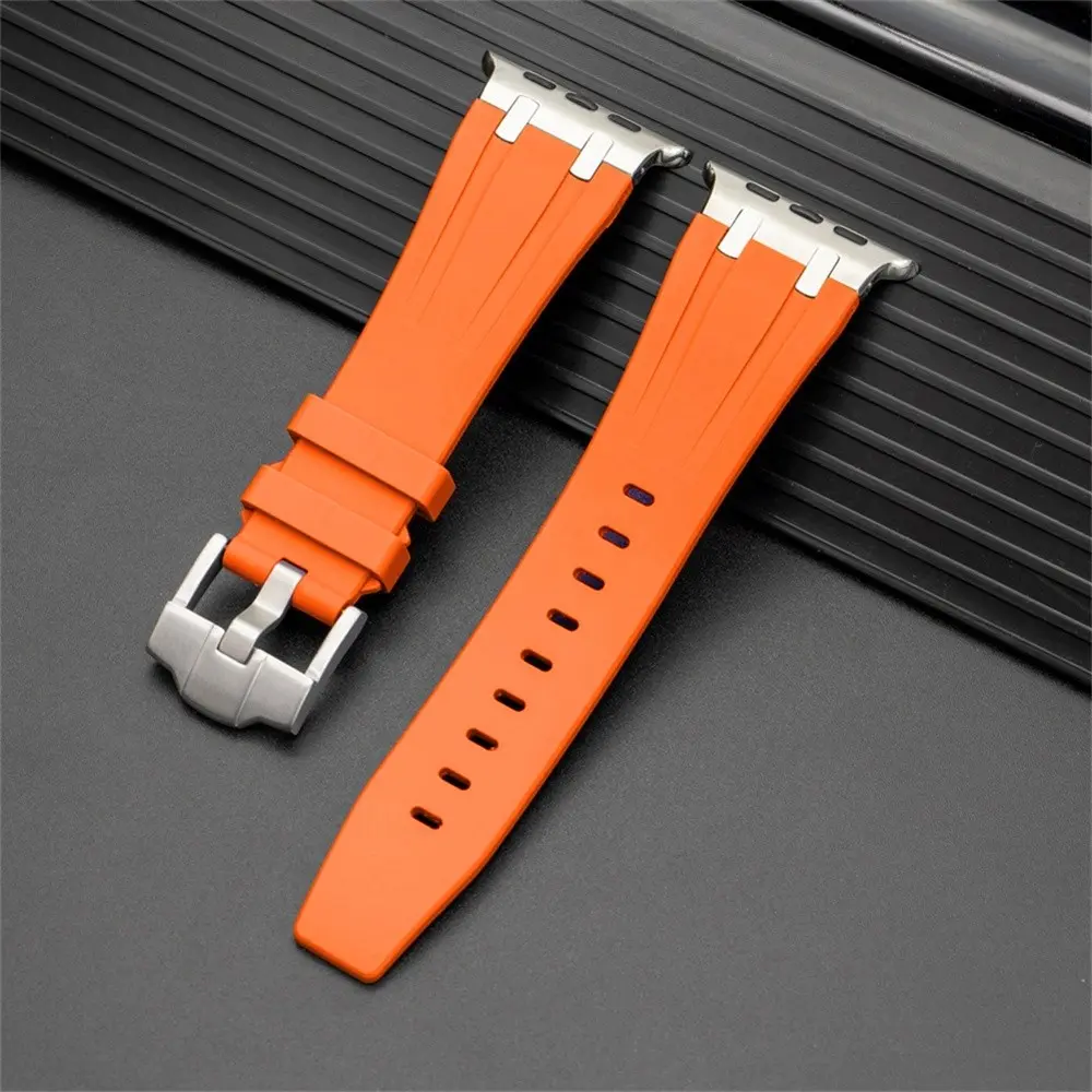 liquid silicone strap suitable for Apple Watch Ultra 1-3 outdoor sports running, climbing, cycling strap 49mm 46mm 45mm stainless steel iwatch Series 11 10 9 8 7 6 5 4 3 SE scratch resistant breathable fitness durable strap, Smartwatch Replacement Straps