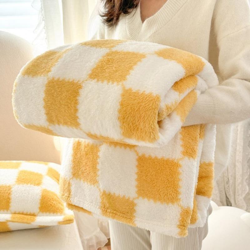 Plaid Pattern Blanket, Soft Comfortable Throw Blanket, Warm Napping Blanket for Home Office Travel, Bedroom Accessories