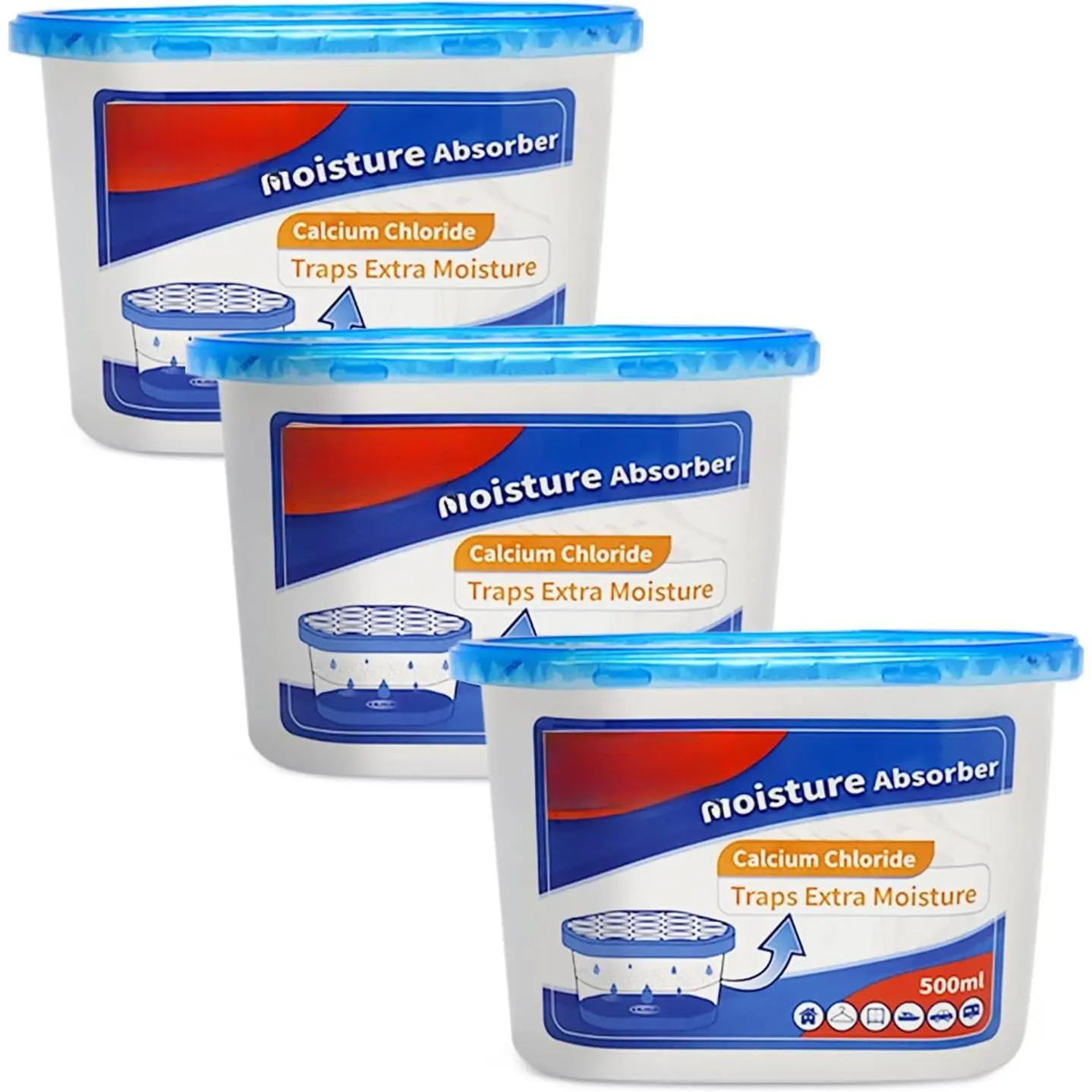 Absorbers - Dehumidifiers for Closet, Efficient Humidity Absorber Boxes Collect Excess  for Bathroom, Kitchen, Study, -Free, 3 Pack