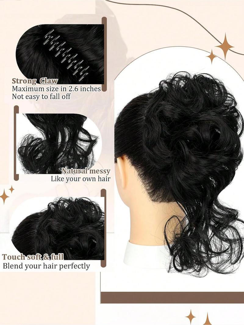 Bun Hair Piece with Claw Clip, Synthetic Soft Hairpieces Fake Hair Bun for Women, Updo Chignon Ponytail Extension