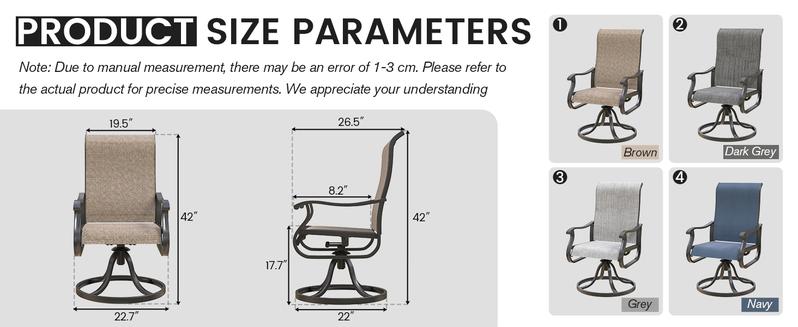 Amopatio Modern Patio Swivel Chairs Sets, Outdoor Dining Chairs with Back, All-Weather Swivel Rocker Chair for Poolside/Garden/Porch/Deck